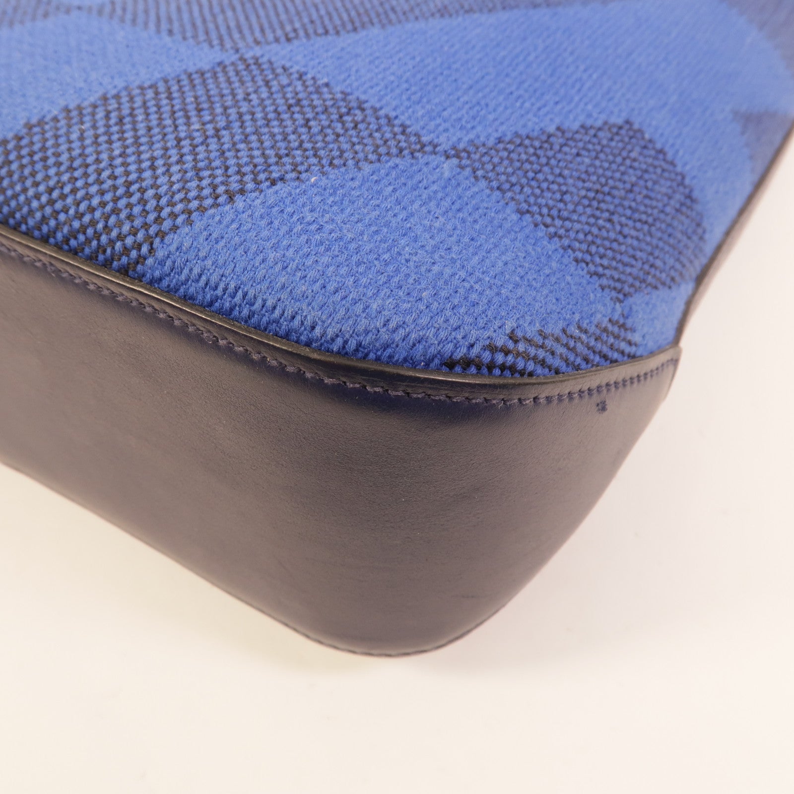HERMES 帆布Cabas H En Biais 27手挽肩背兩用袋Bleu Saphir