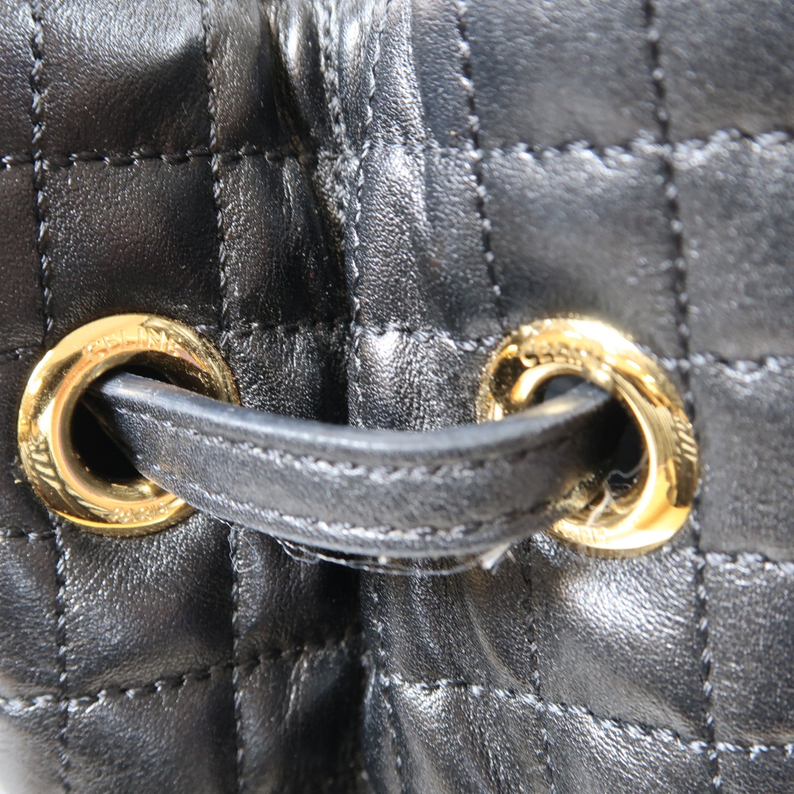CELINE 牛皮皮革Rucksack金扣背包黑色