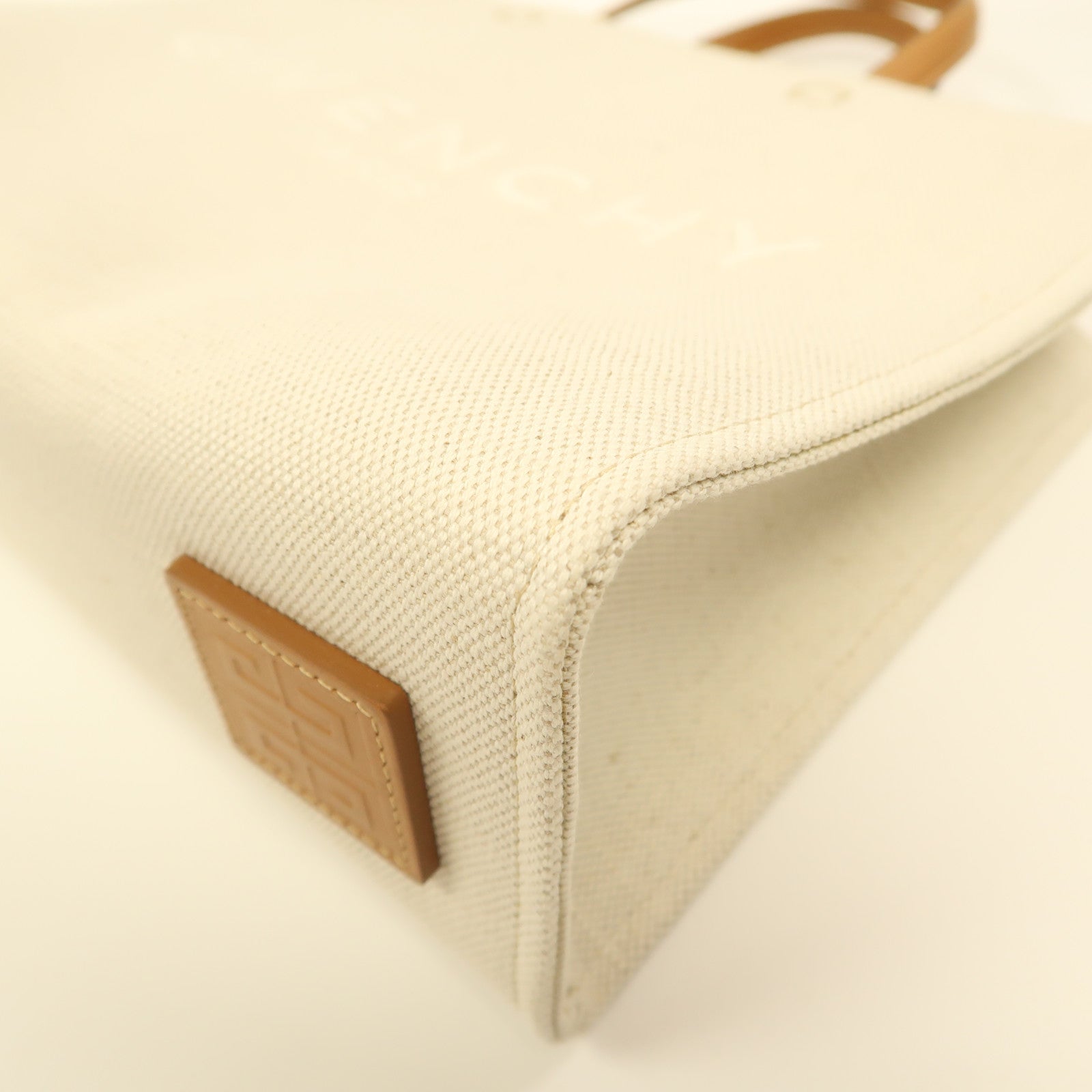 GIVENCHY 帆布Small G-Tote金扣手挽肩背兩用袋米色/啡色