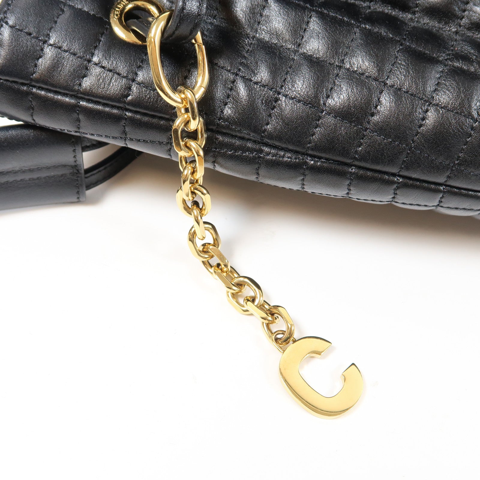 CELINE 牛皮皮革Rucksack金扣背包黑色