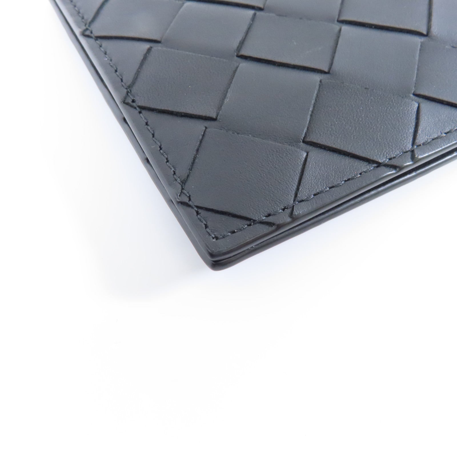 BOTTEGA VENETA 織紋皮革Wallet銀扣錢包黑色