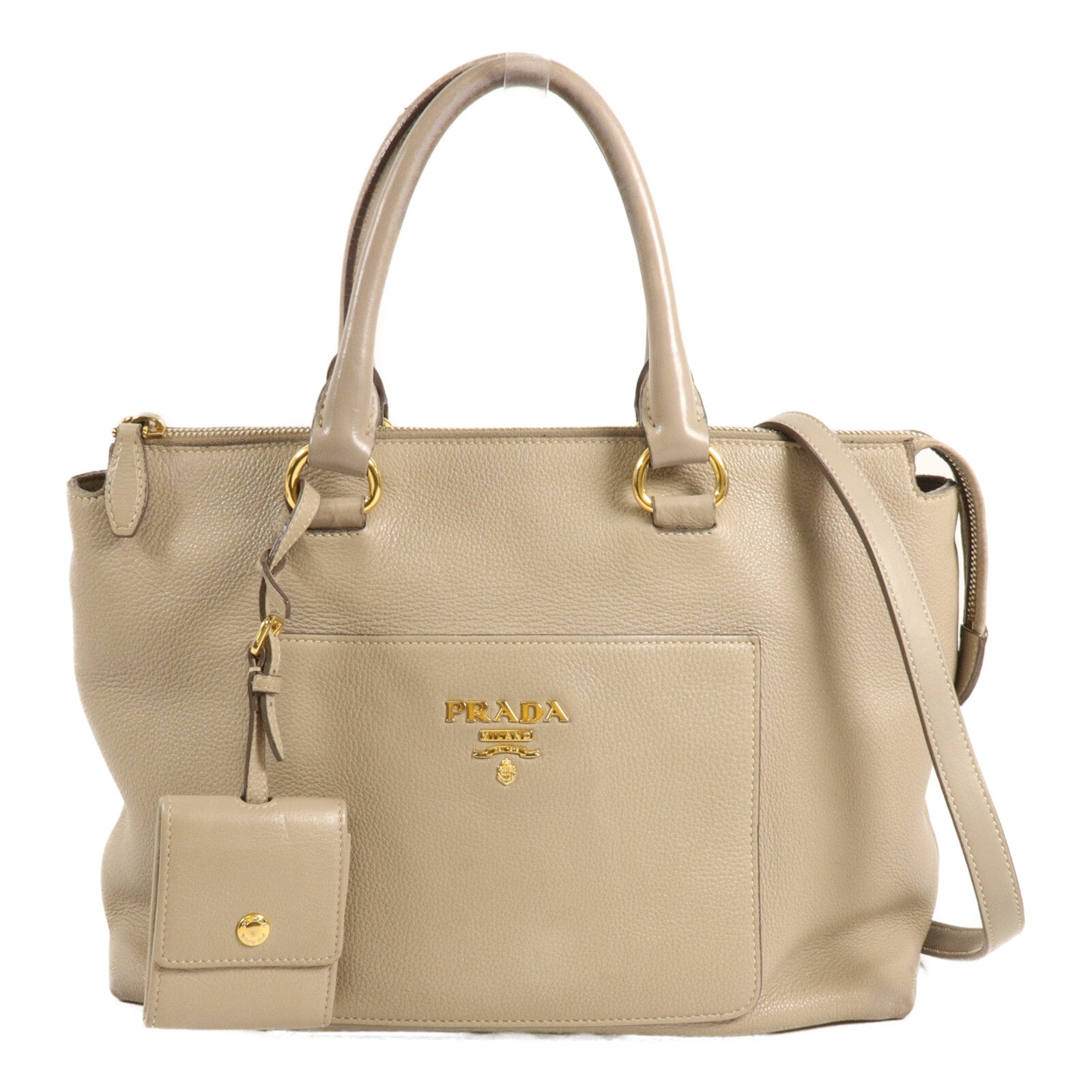 PRADA 皮革Vitello Daino手挽肩背兩用袋