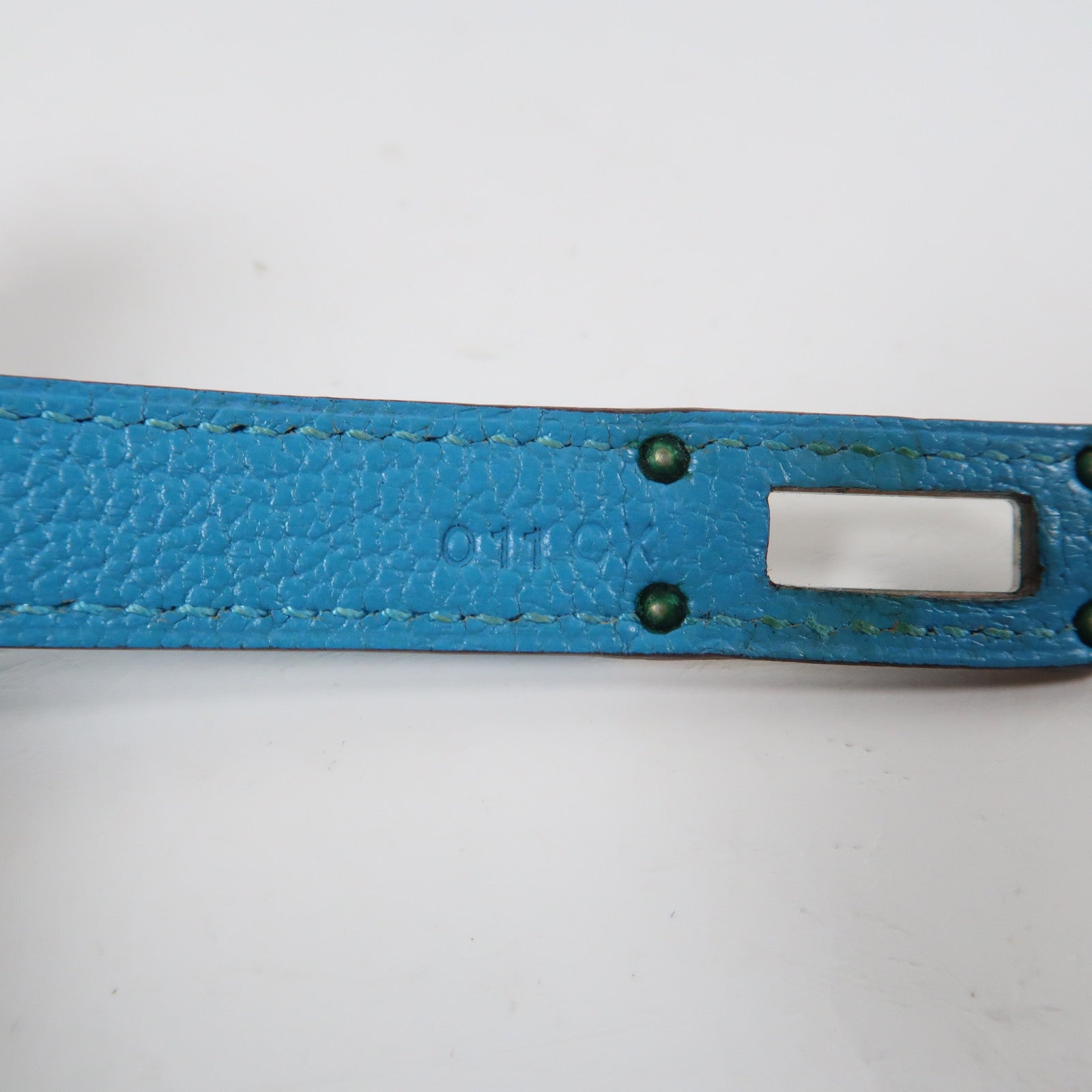 HERMES Mysore皮革Kelly Wallet銀扣長錢包Bleu Azteque/水藍色