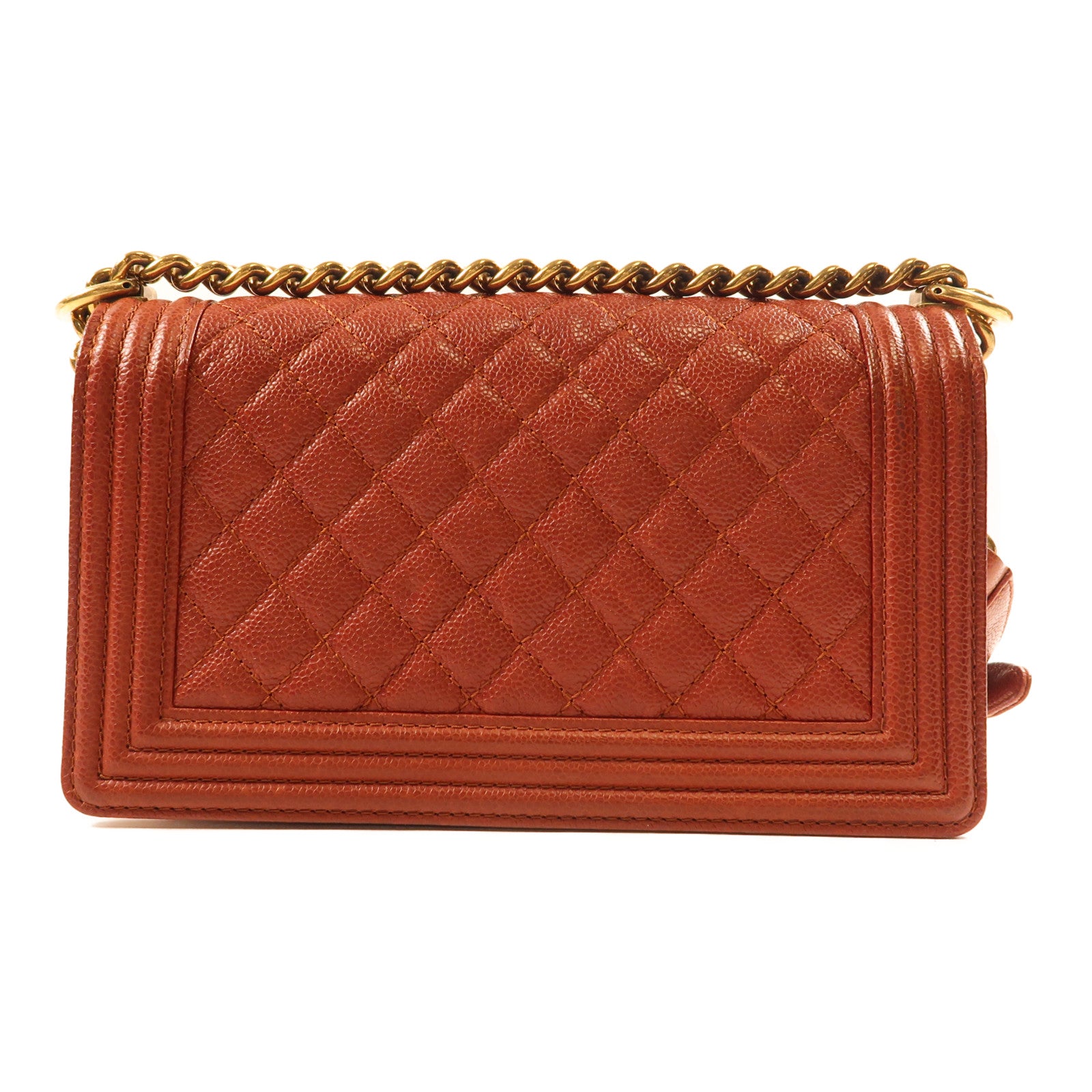 CHANEL (PRICE DOWN) CC Boy 25 Chain Shoulder Bag Calfskin Leather Red