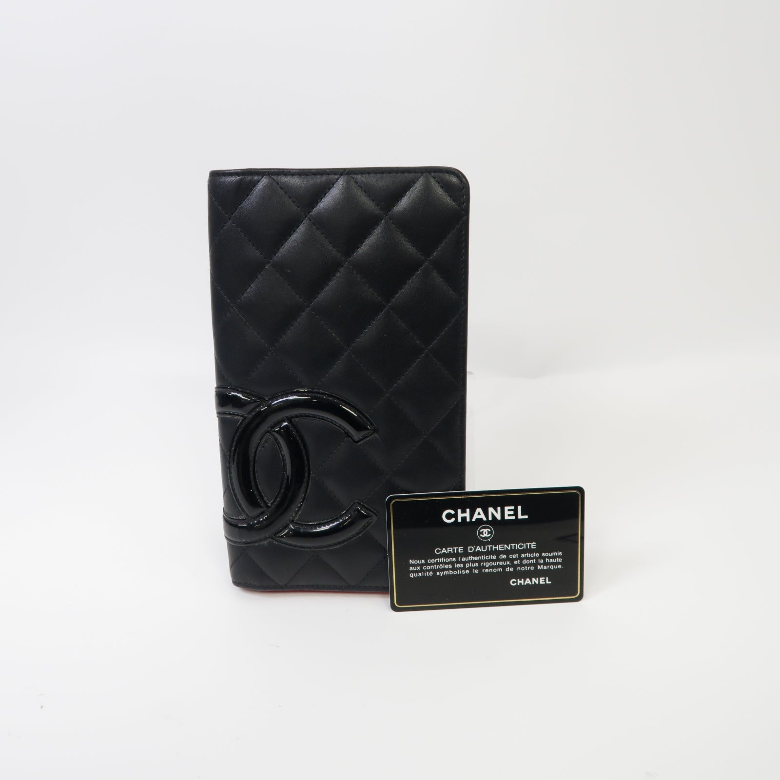 CHANEL **【激減優惠】菱格牛皮皮革Cambon Line Long Wallet銀扣長錢包黒色