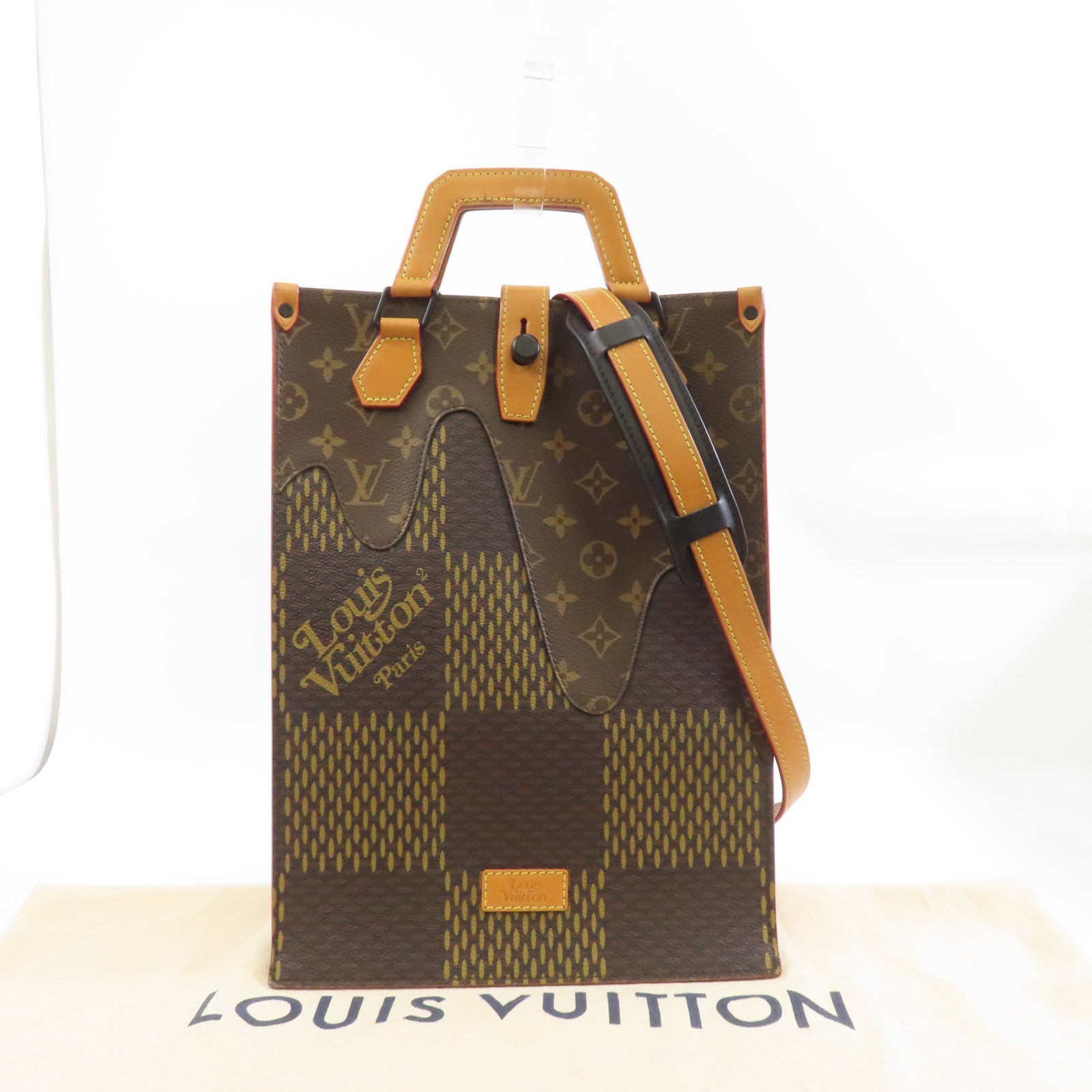 LOUIS VUITTON Giant Damier Ebene/Monogram Mini Tote Bag手挽肩背兩用袋棕色