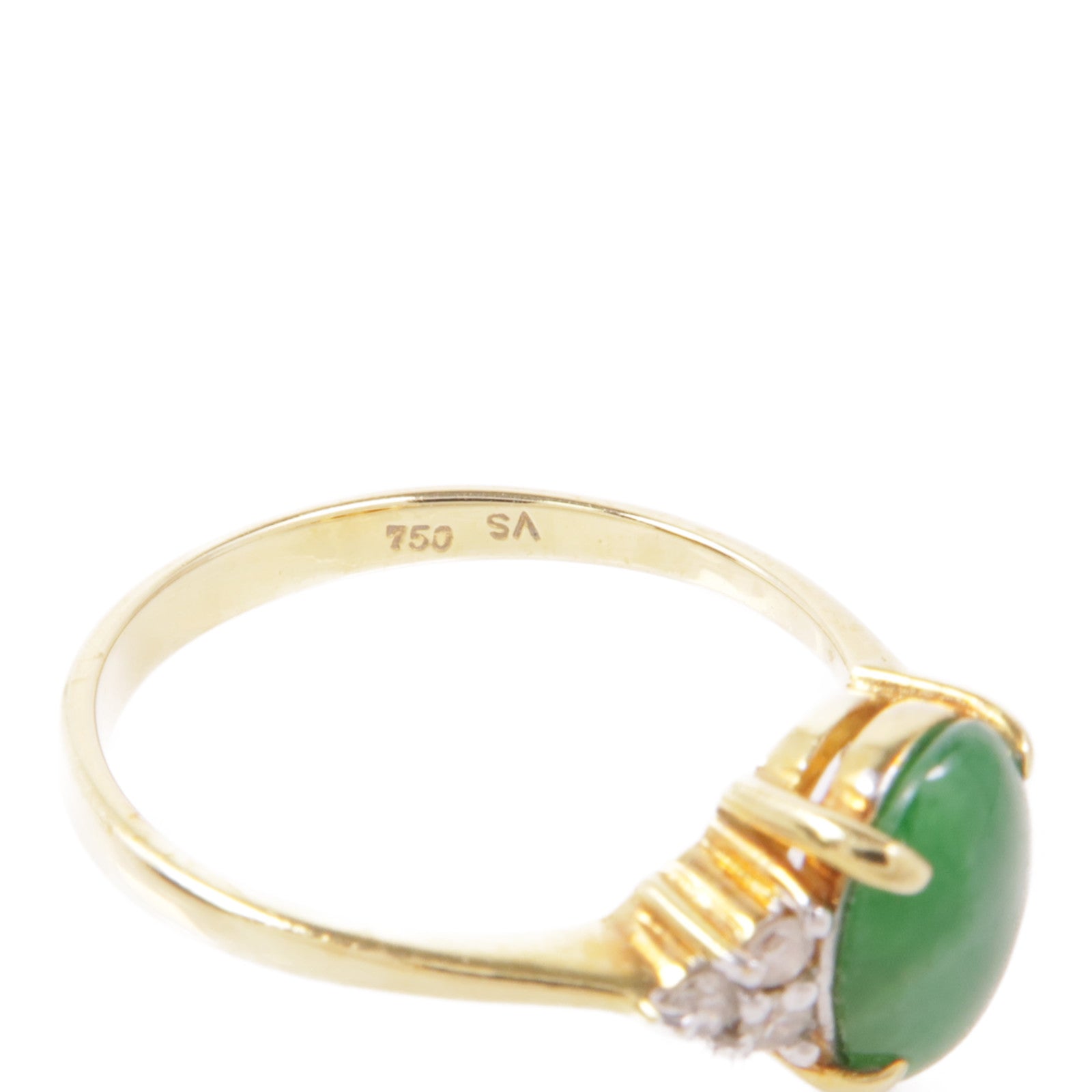 JEWELRY 18K黃金Jade/Diamond Ring翡翠鑽石戒指US#5.25