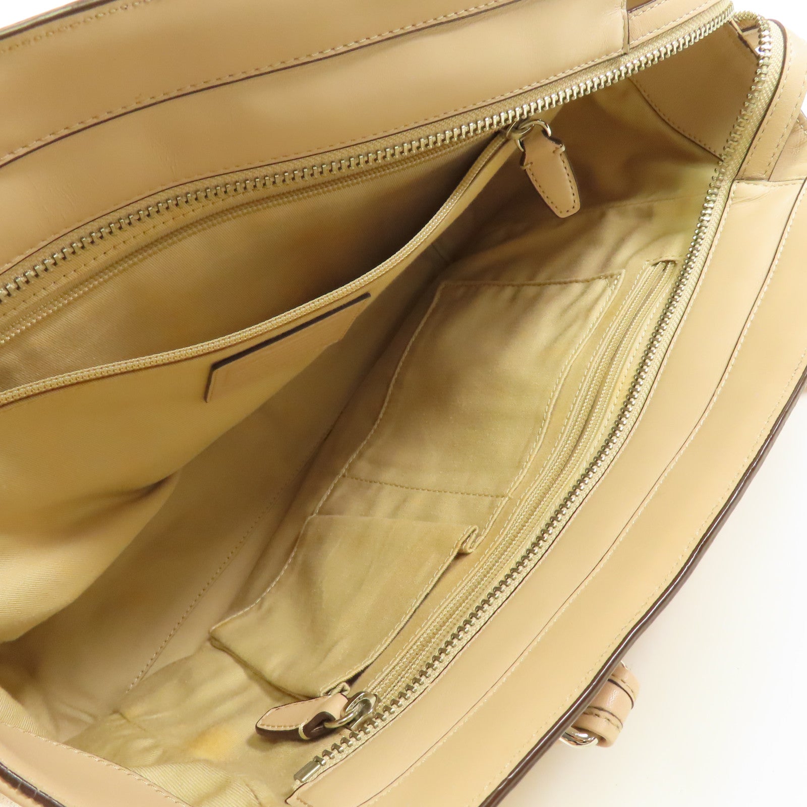 COACH SHW Hand Bag Calfskin Leather Beige