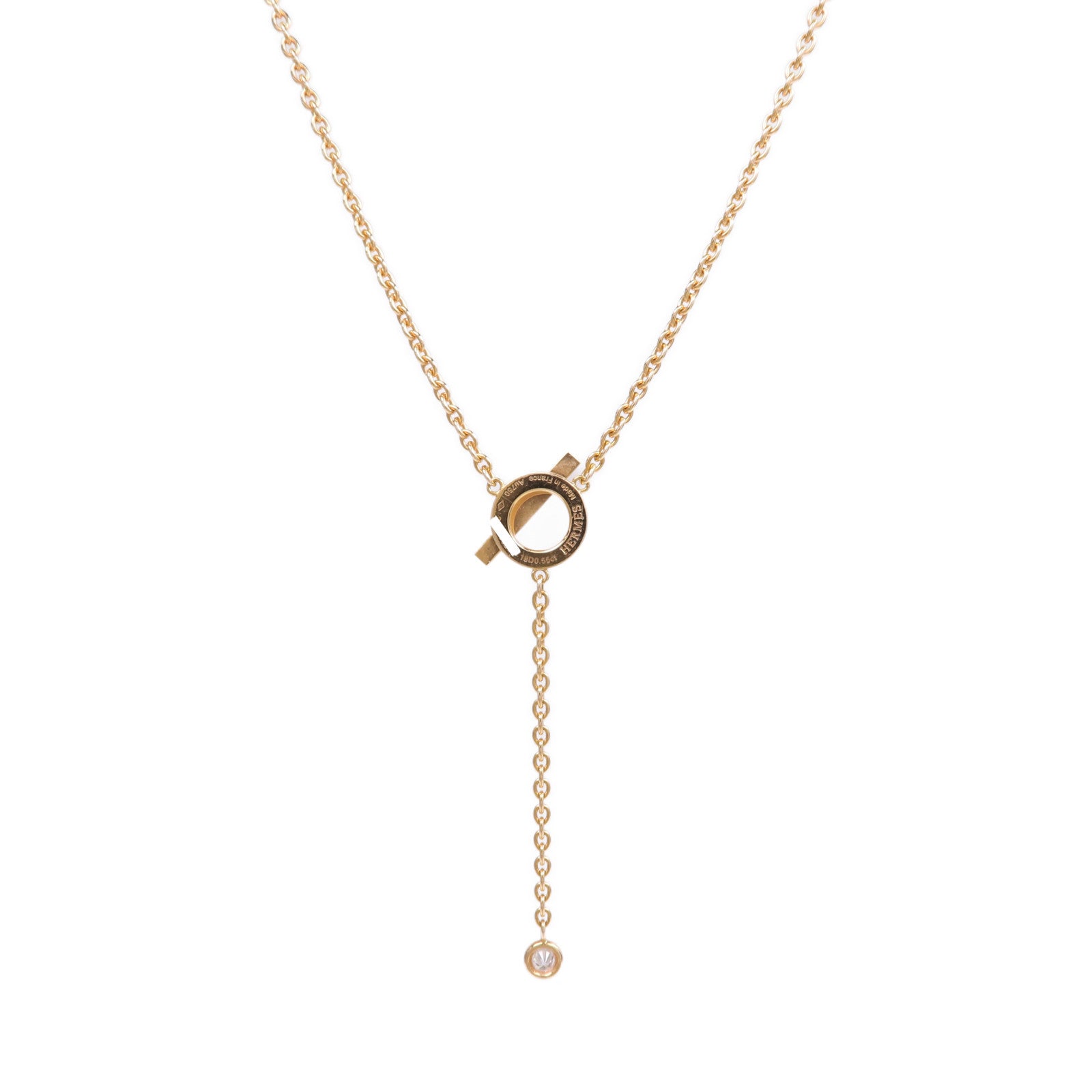 HERMES 18K玫瑰金Finesse lariat Necklace鑽石項鍊