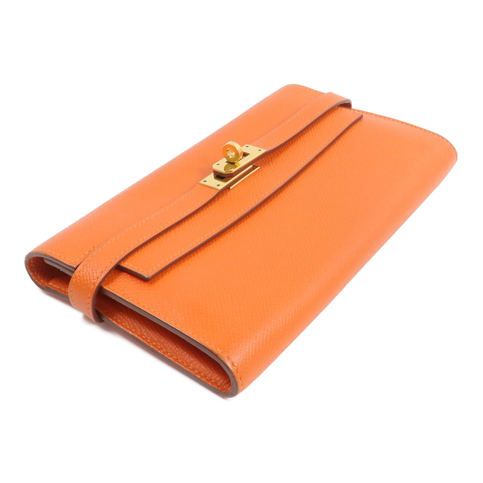HERMES Epsom皮革Kelly Wallet長錢包Orange
