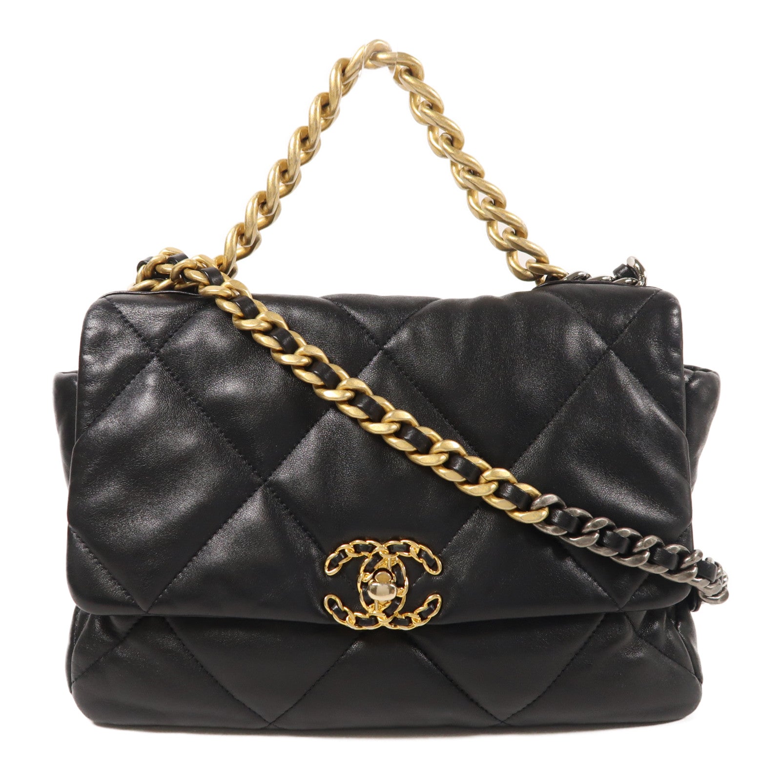 CHANEL CC Chanel 19 Large 2 Way Shoulder Bag AS1161 Lambskin Leather Black