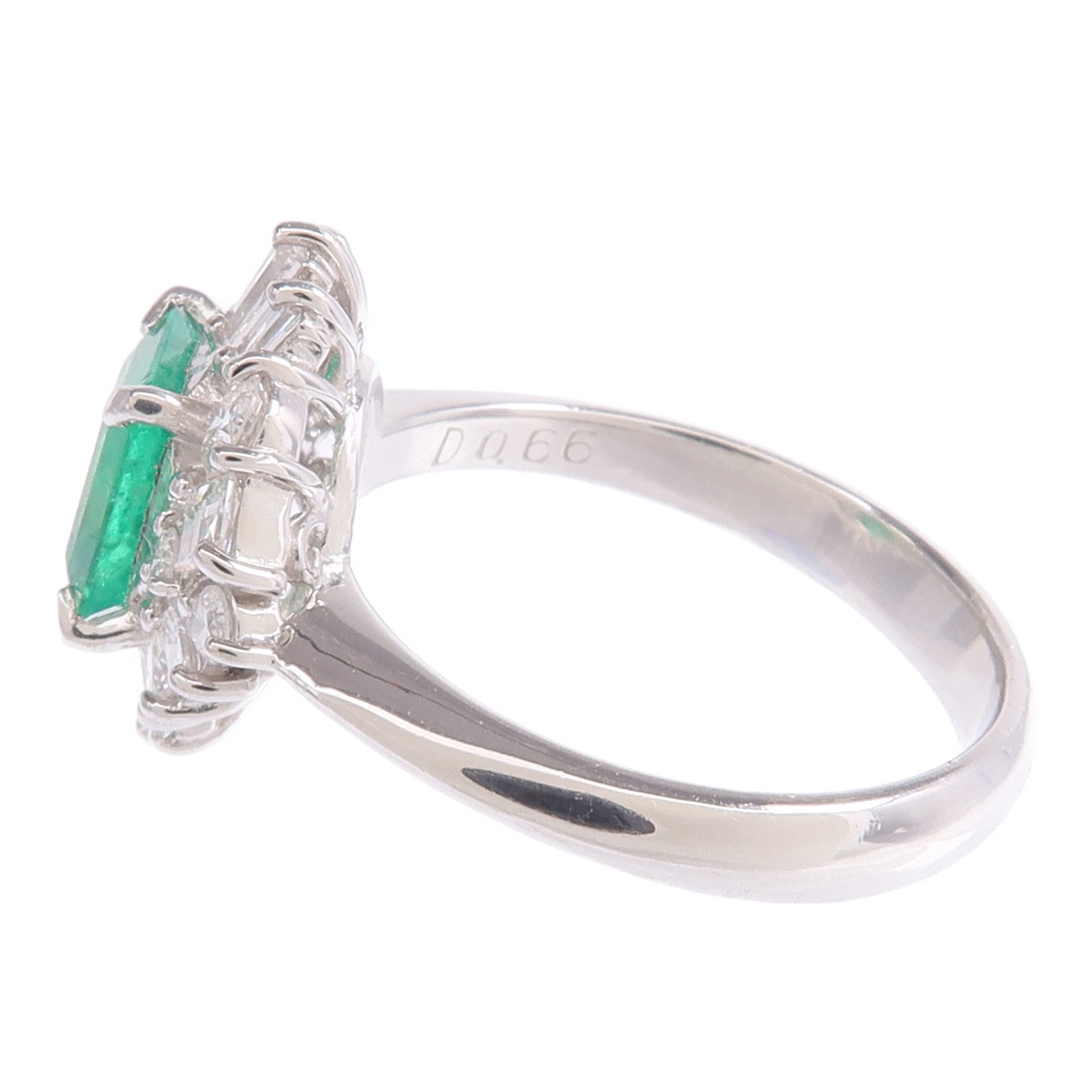 JEWELRY 【激減優惠】PT900鉑金Emerald Diamond Ring綠寶石/鑽石戒指US#5.25