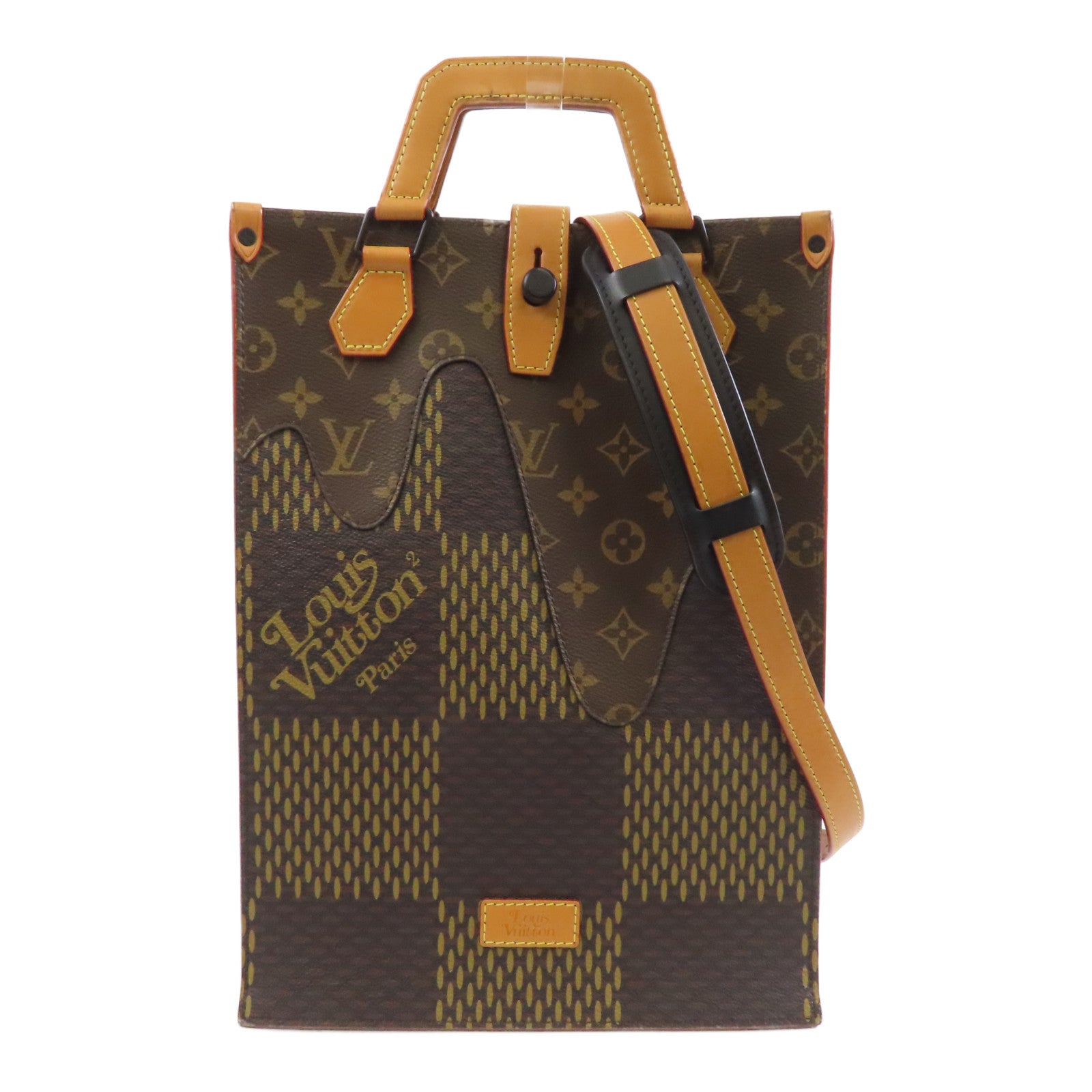 LOUIS VUITTON Giant Damier Ebene/Monogram Mini Tote Bag手挽肩背兩用袋棕色