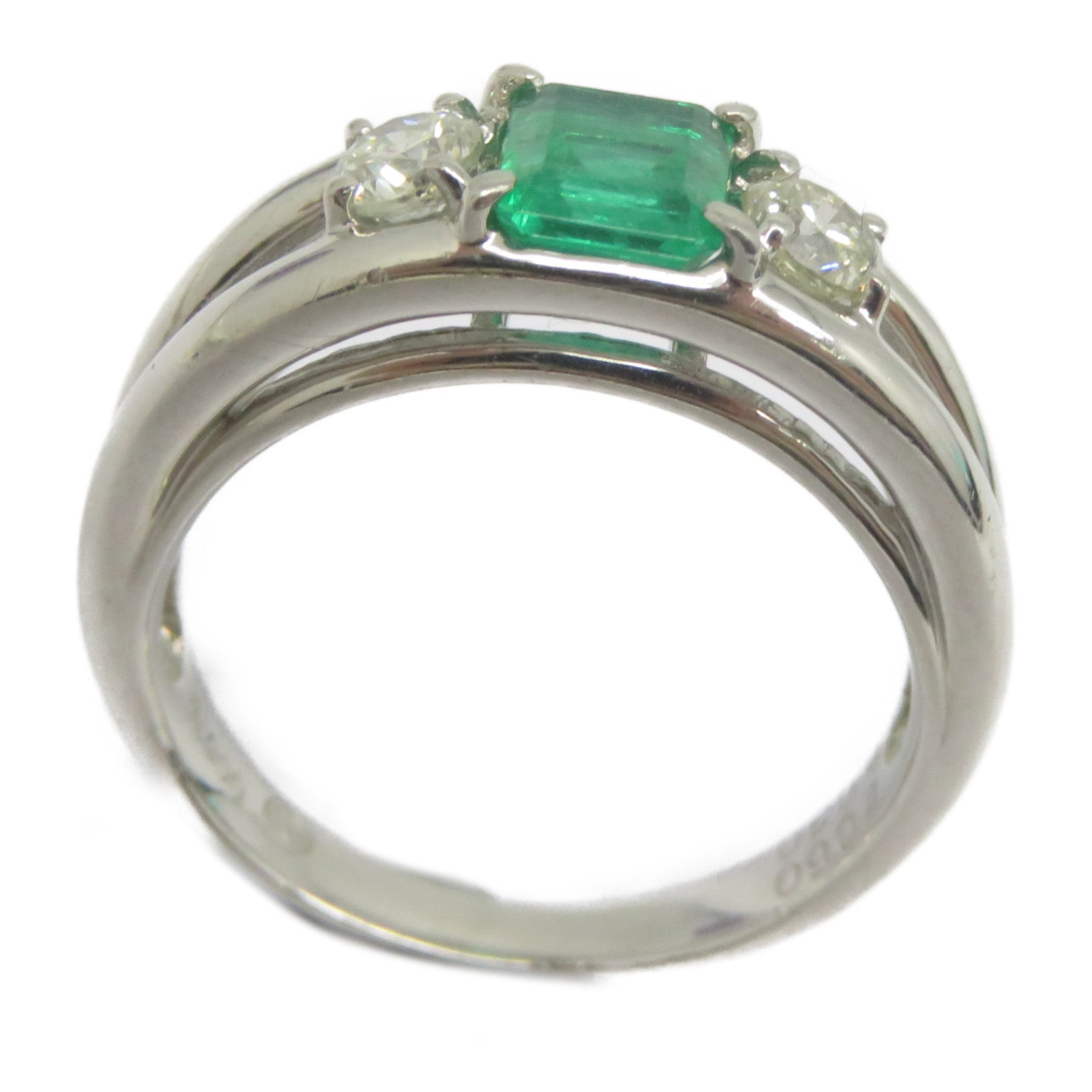 JEWELRY 【激減優惠】PT900鉑金Emerald Diamond Ring 0.60ct綠寶石/0.30ct鑽石戒指US#5.25