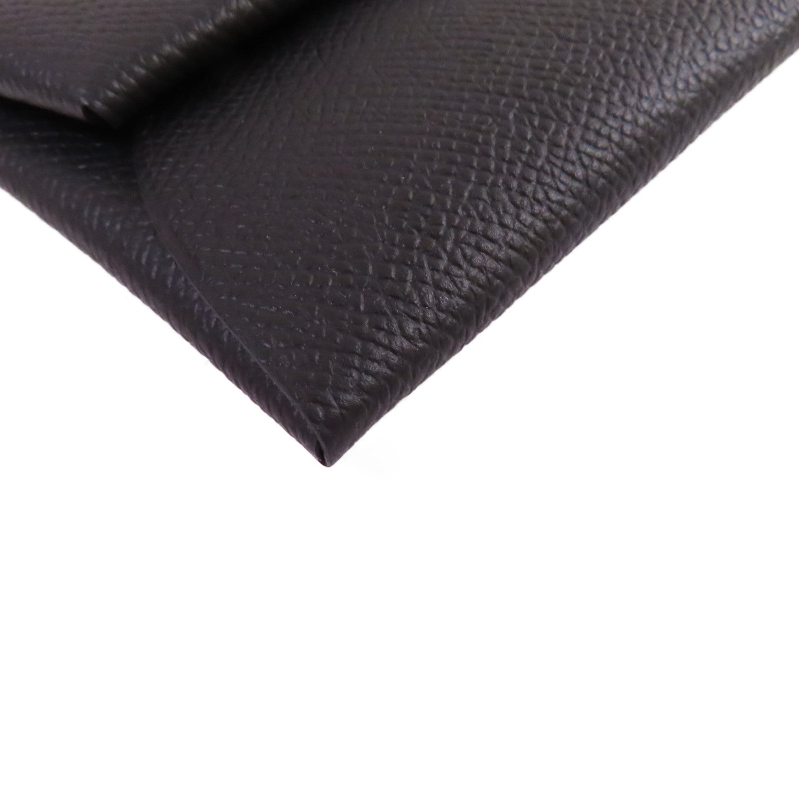 HERMES Epsom皮革Bastia Coin Purse銀扣零錢包黑色