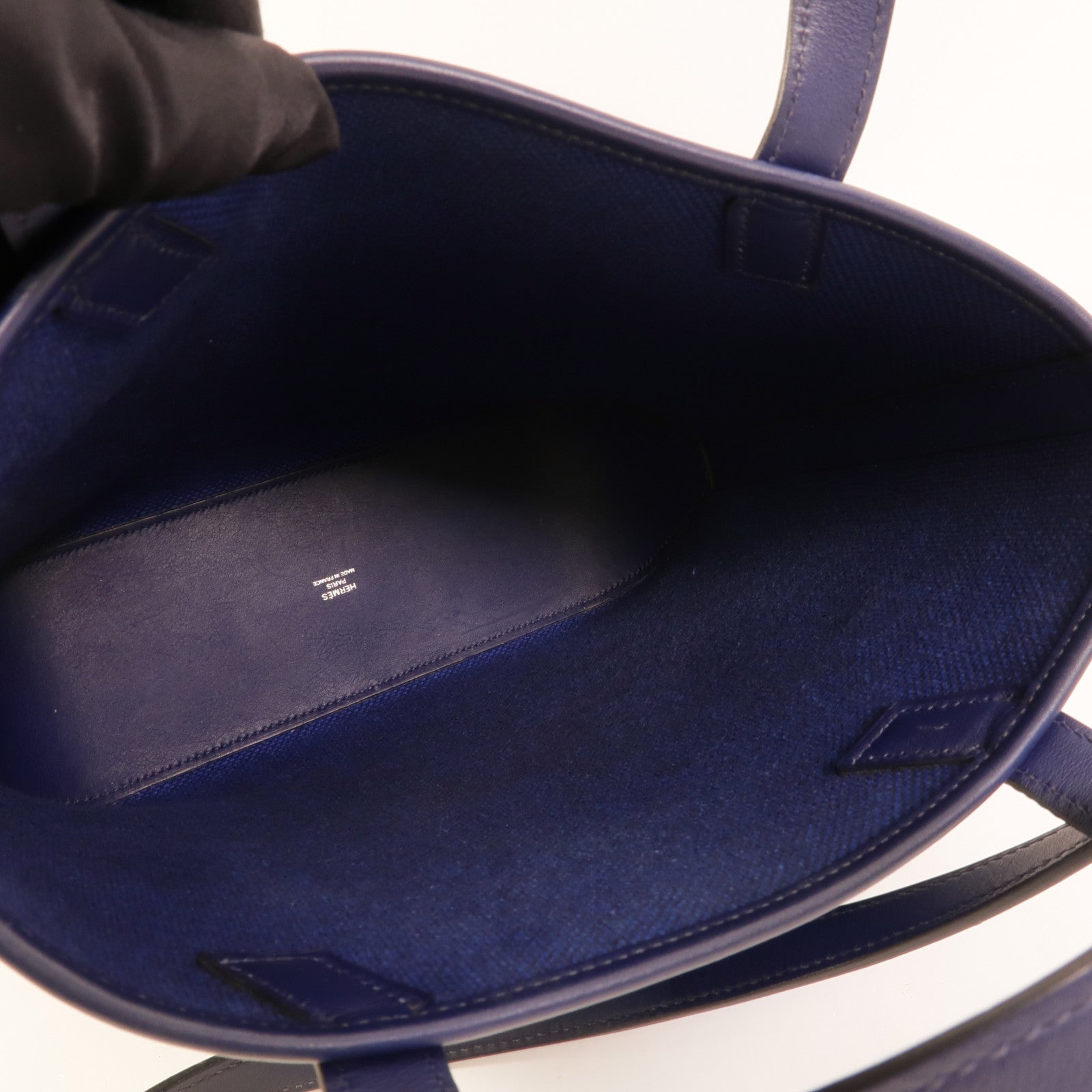 HERMES 帆布Cabas H En Biais 27手挽肩背兩用袋Bleu Saphir