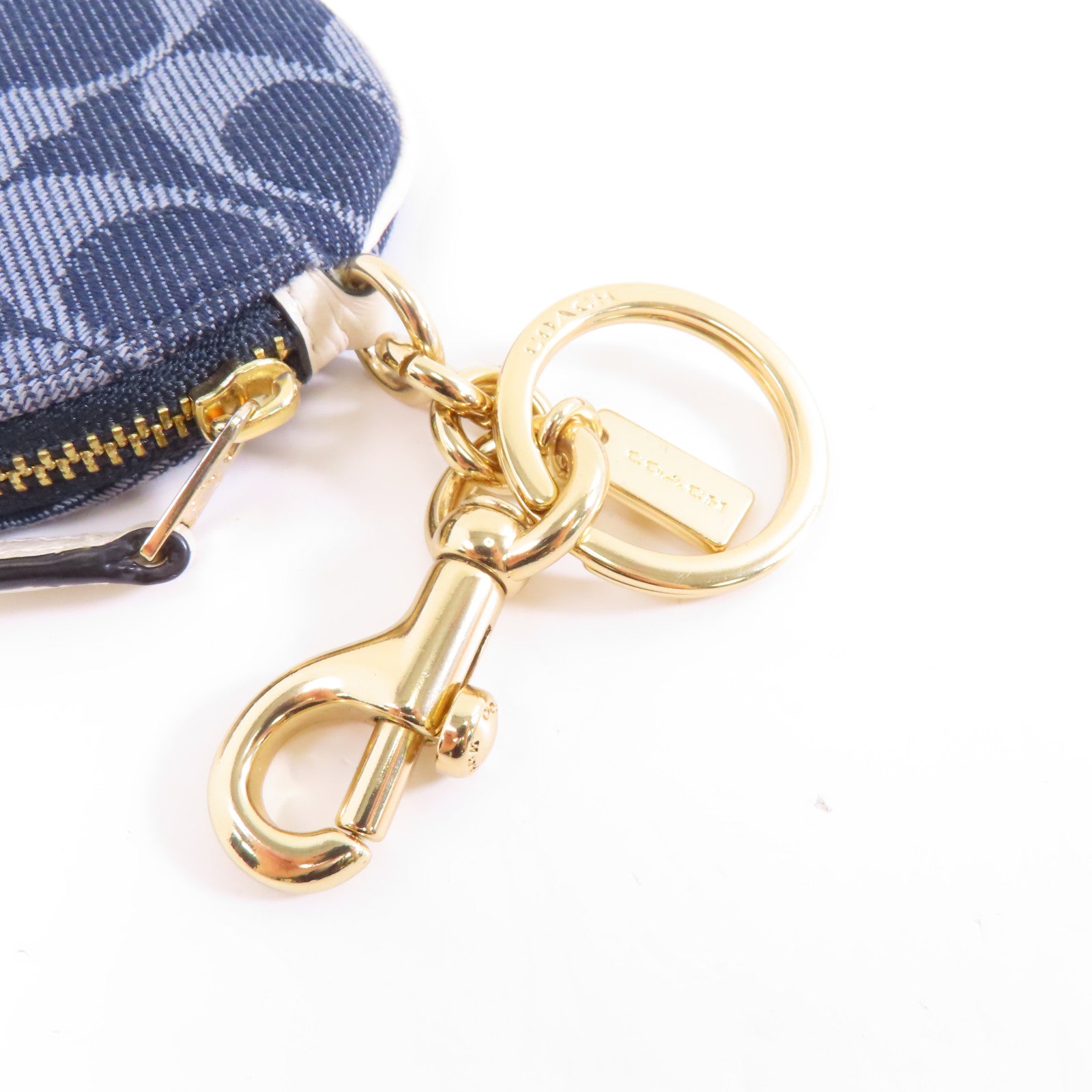COACH 帆布Coin Case金扣零錢包深藍色