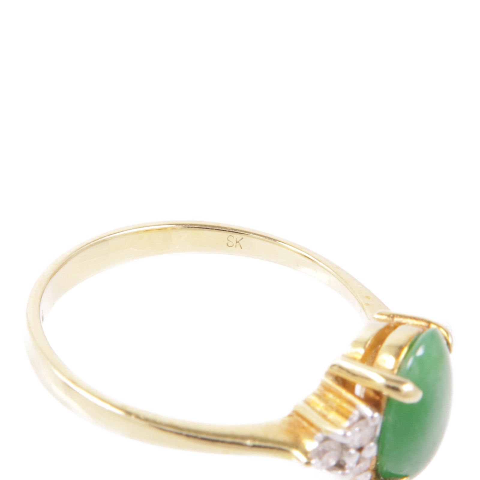 JEWELRY 18K黃金Jade/Diamond Ring翡翠鑽石戒指US#5.25