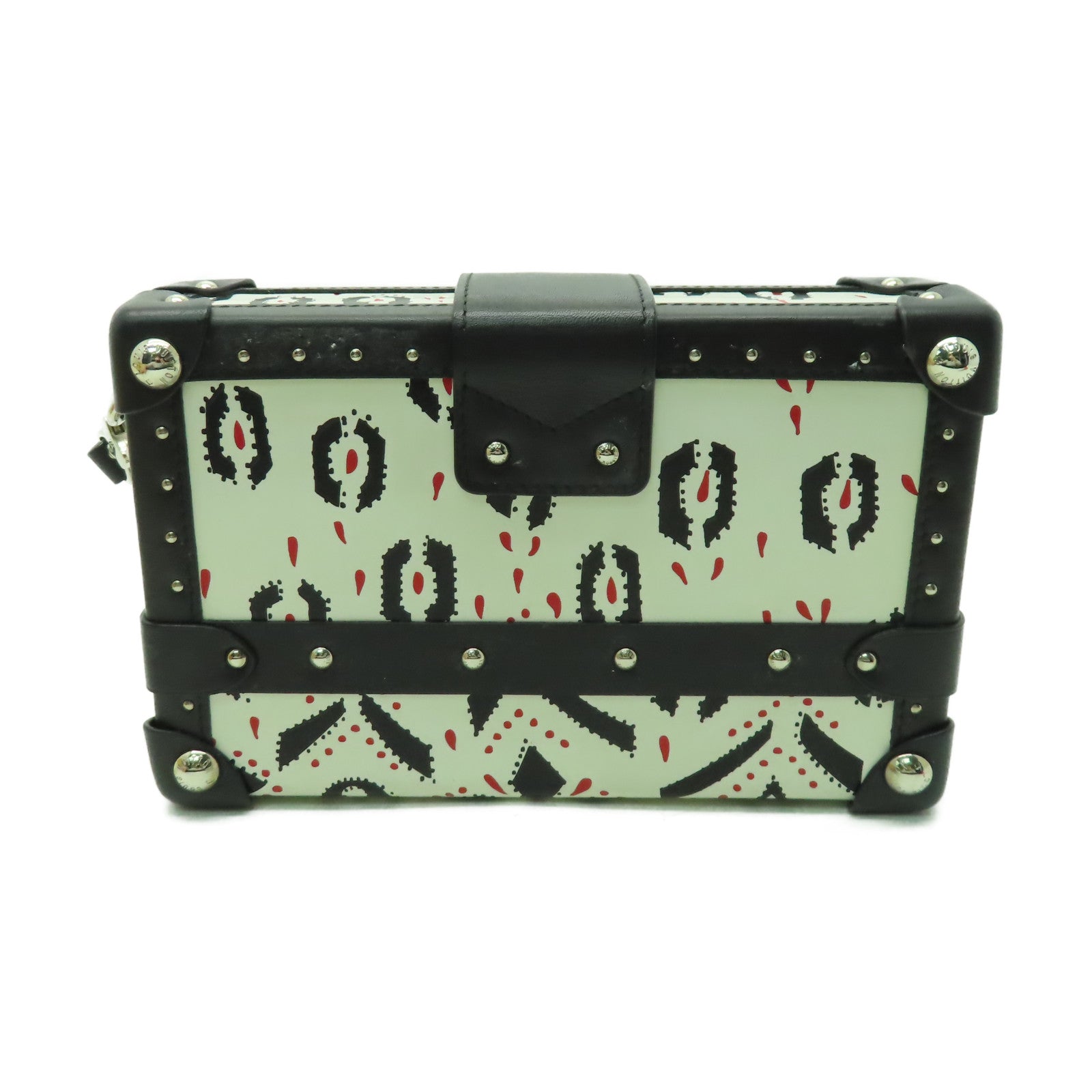 LOUIS VUITTON 【激減優惠】Graphic Print Petite Malle銀扣肩背袋白色/黑色