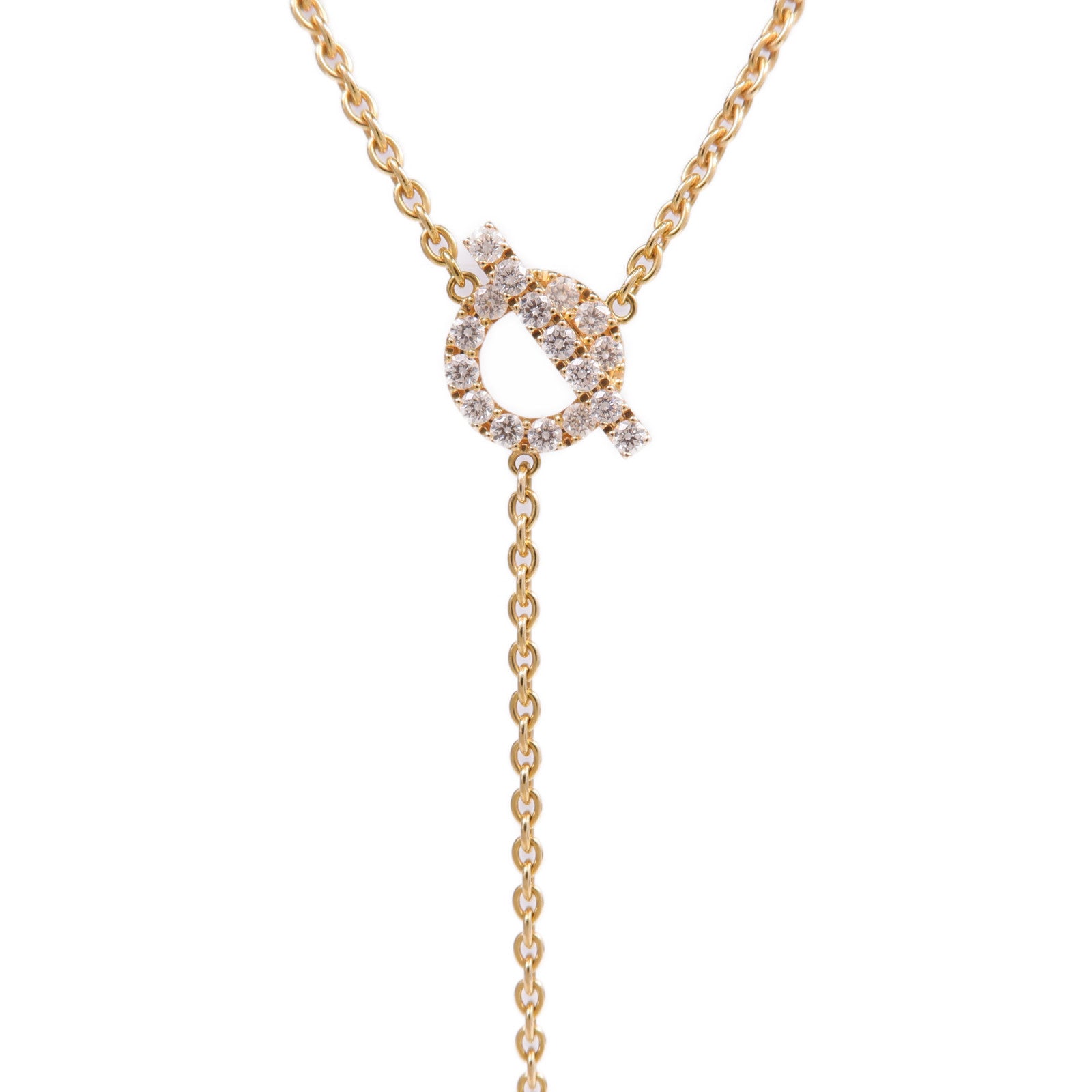 HERMES 18K玫瑰金Finesse lariat Necklace鑽石項鍊