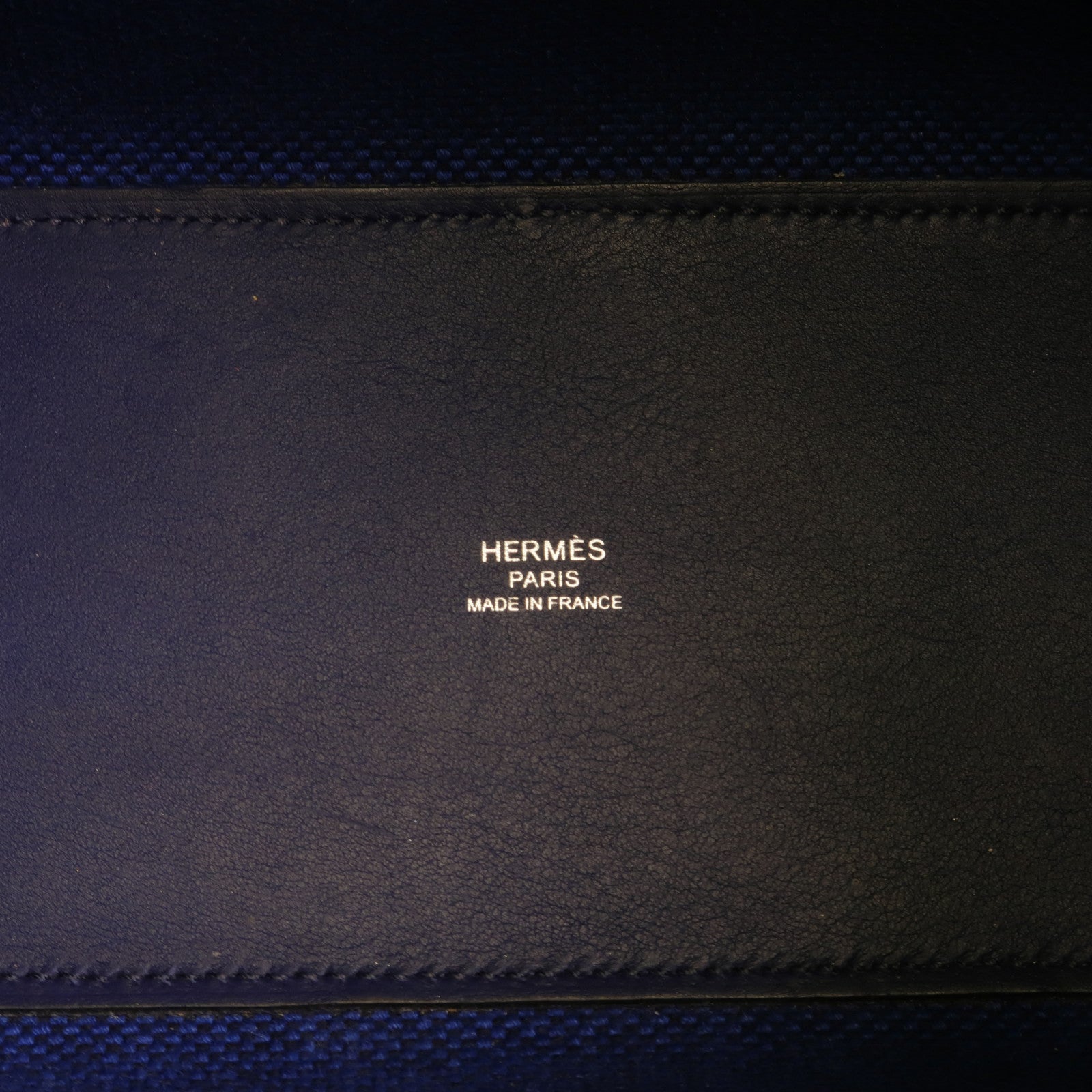 HERMES 帆布Cabas H En Biais 27手挽肩背兩用袋Bleu Saphir