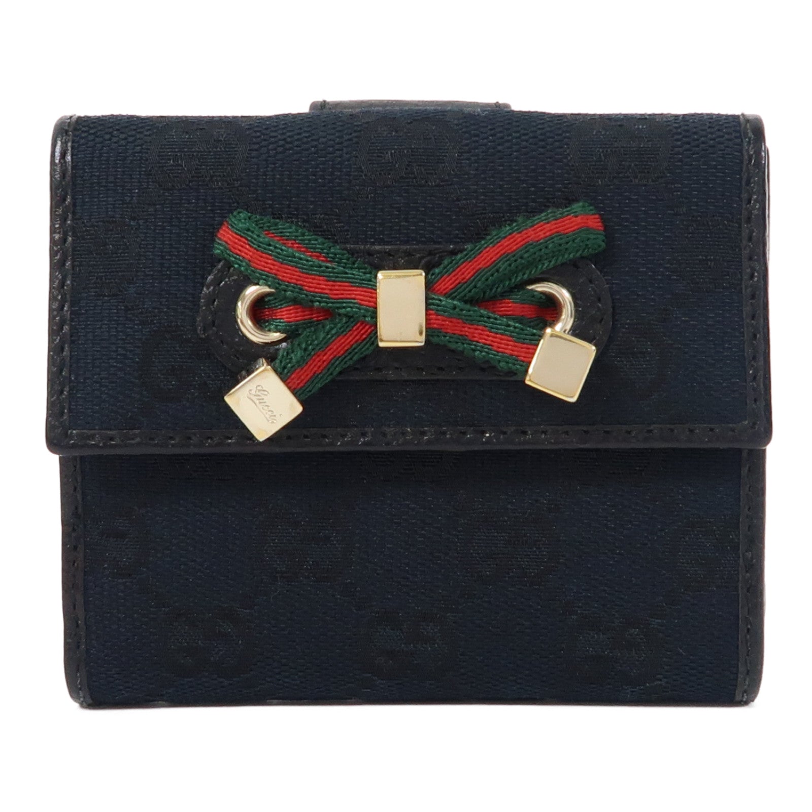 GUCCI 帆布Wallet金扣錢包黑色