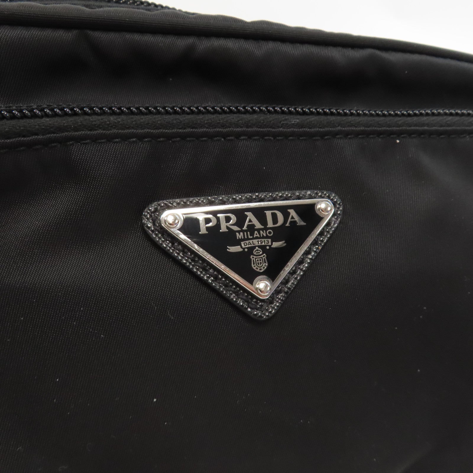 PRADA 尼龍Waist Bag銀扣腰包黑色