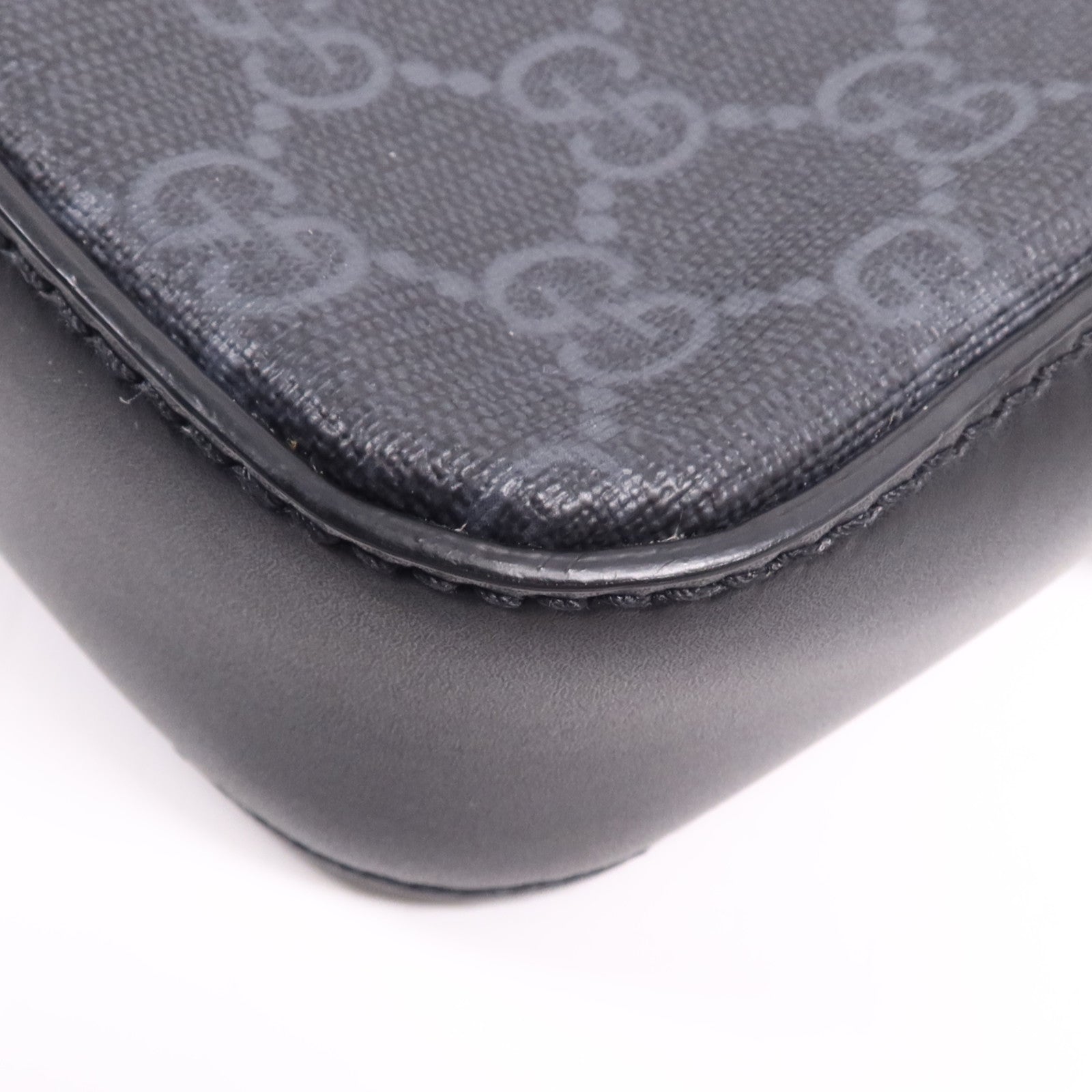 GUCCI 塗層帆布/牛皮皮革Shoulder Bag銀扣肩背袋