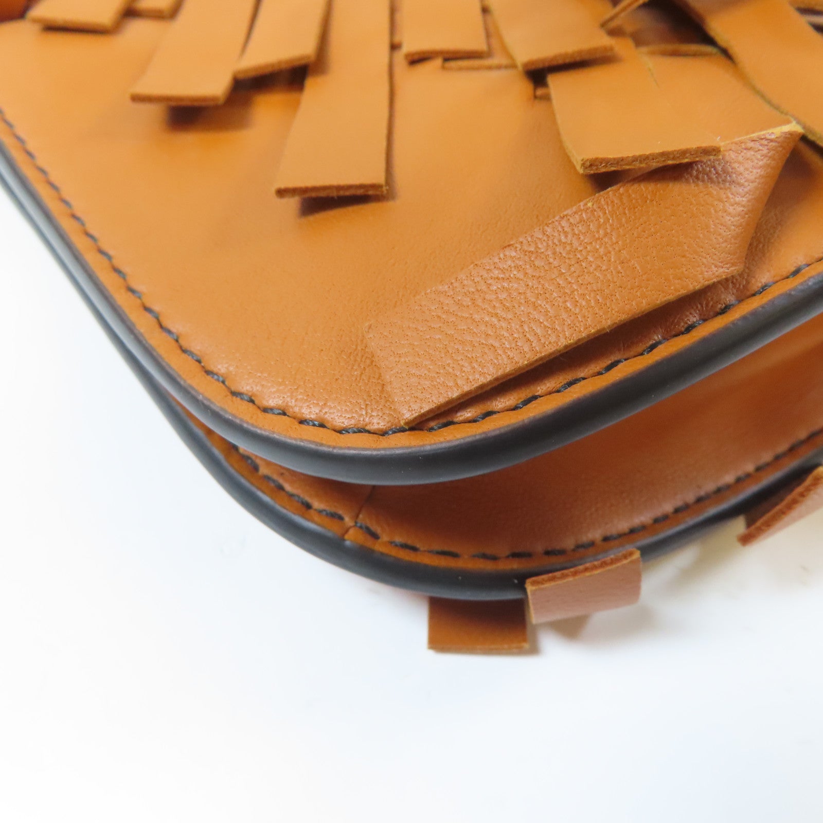 BOTTEGA VENETA 織紋皮革Shoulder Bag肩背袋橙色
