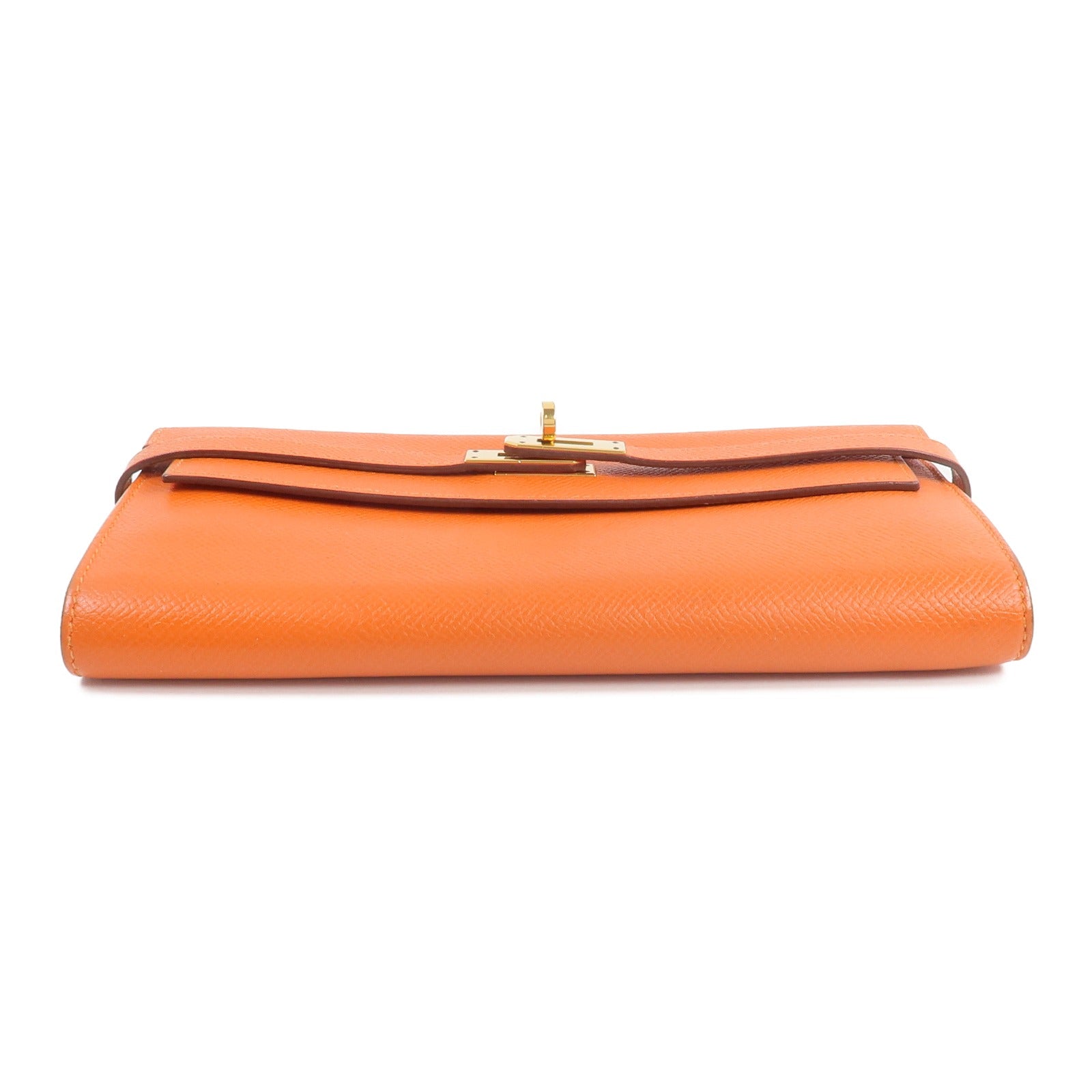 HERMES Epsom皮革Kelly Wallet長錢包Orange