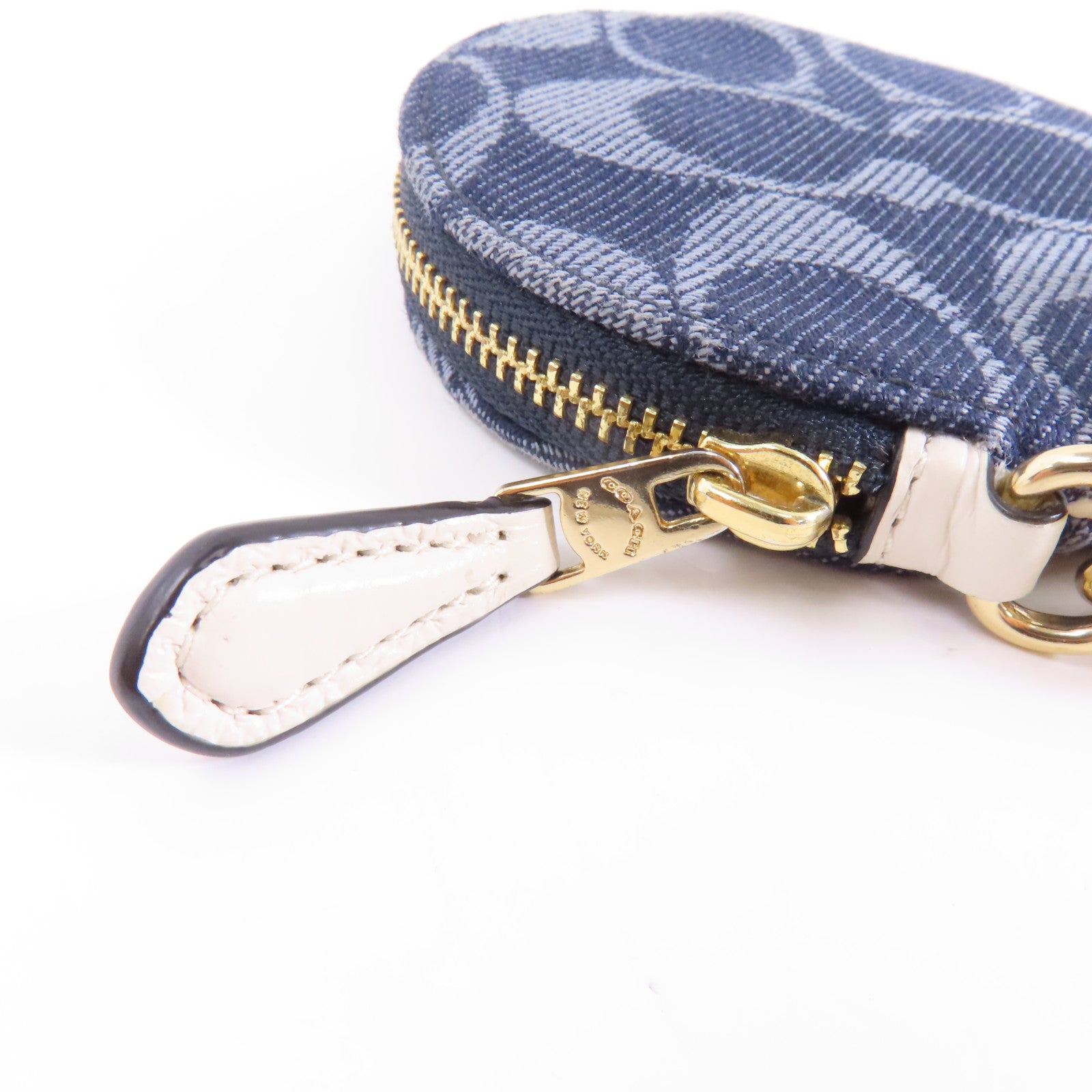 COACH 帆布Coin Case金扣零錢包深藍色