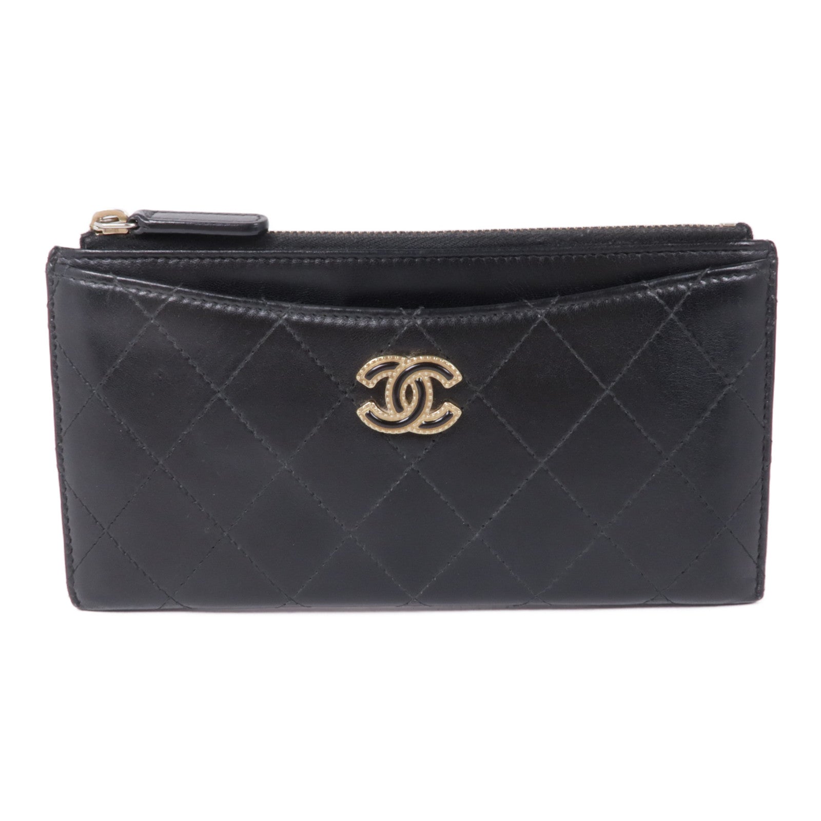 CHANEL 皮革Long Wallet金扣長錢包
