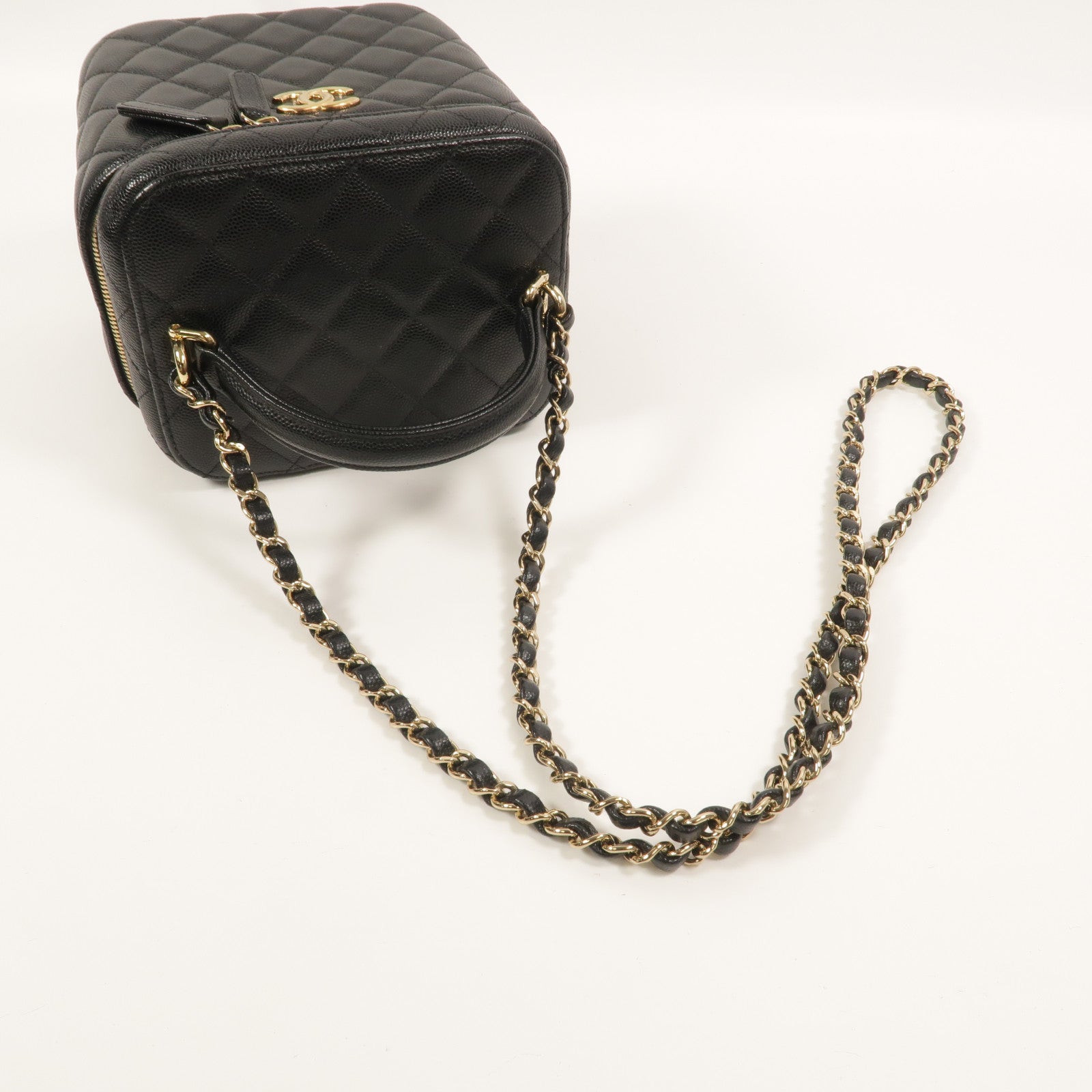 CHANEL 牛皮皮革Vanity Case鏈帶手挽肩背兩用袋