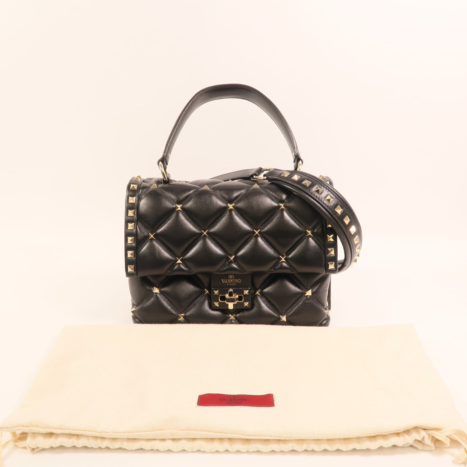 Valentino 羊皮皮革Candystud金扣手挽肩背兩用袋