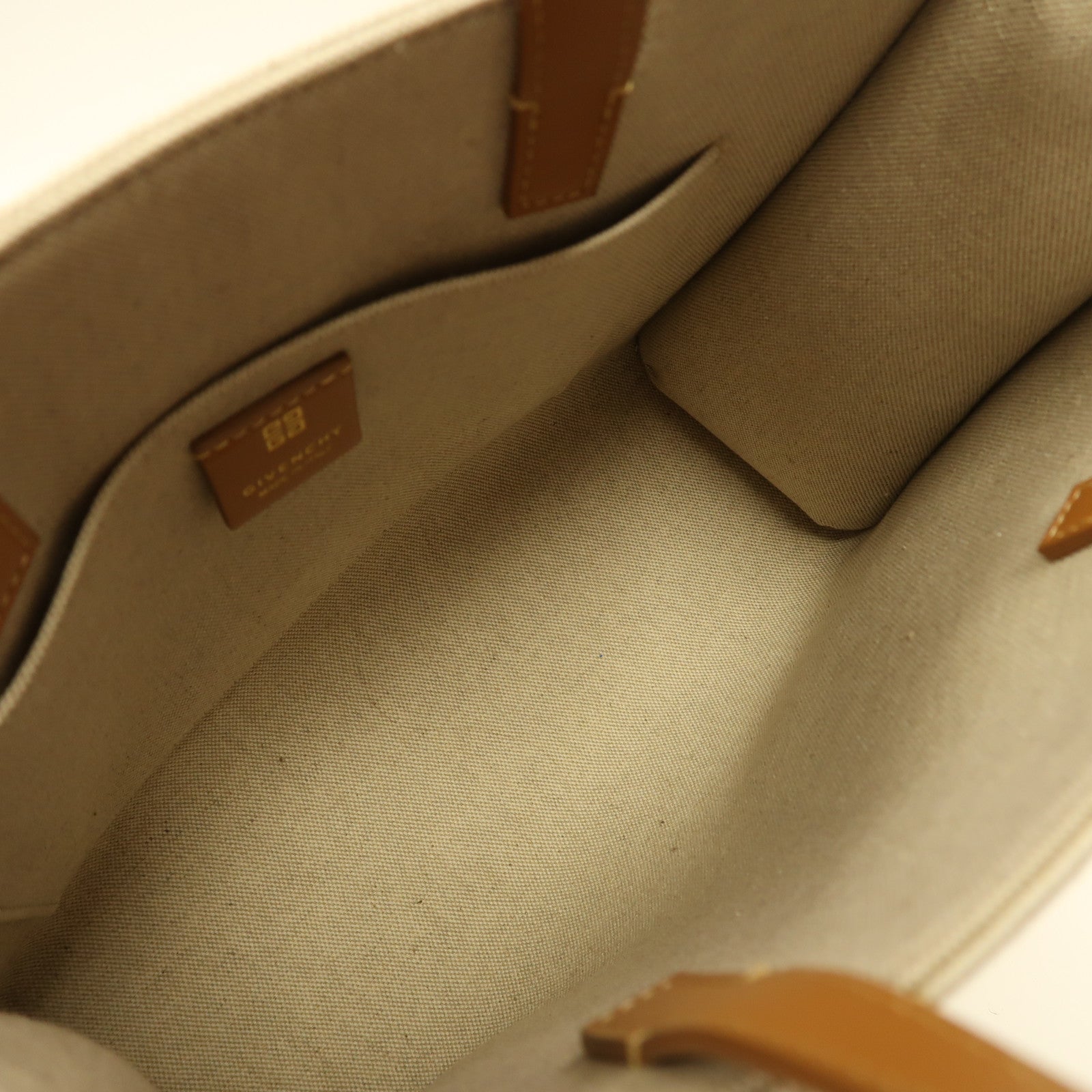 GIVENCHY 帆布Small G-Tote金扣手挽肩背兩用袋米色/啡色