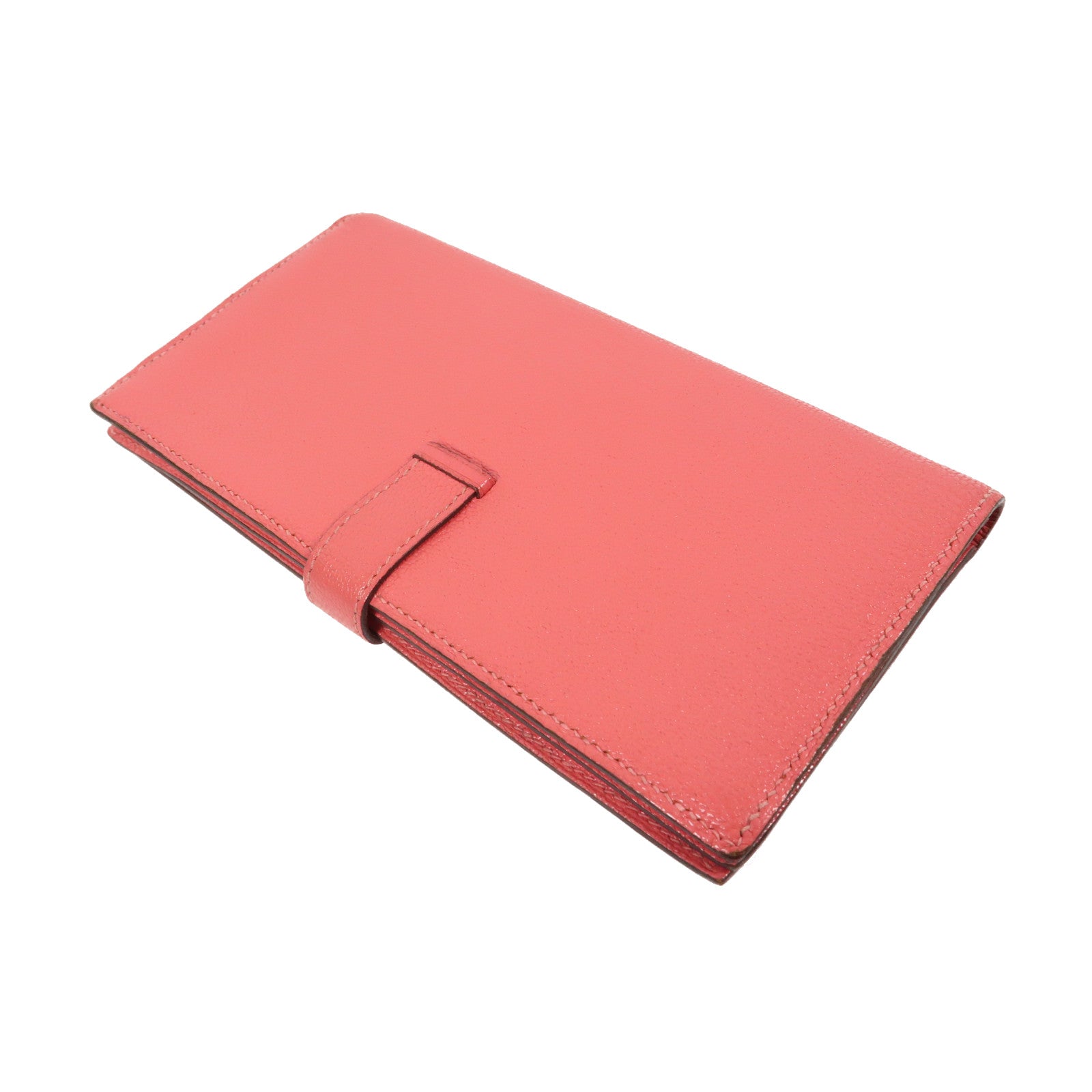 HERMES 【激減優惠】Chevre皮革Bearn bi-fold金扣折疊長錢包Rose Dragee糖衣粉色