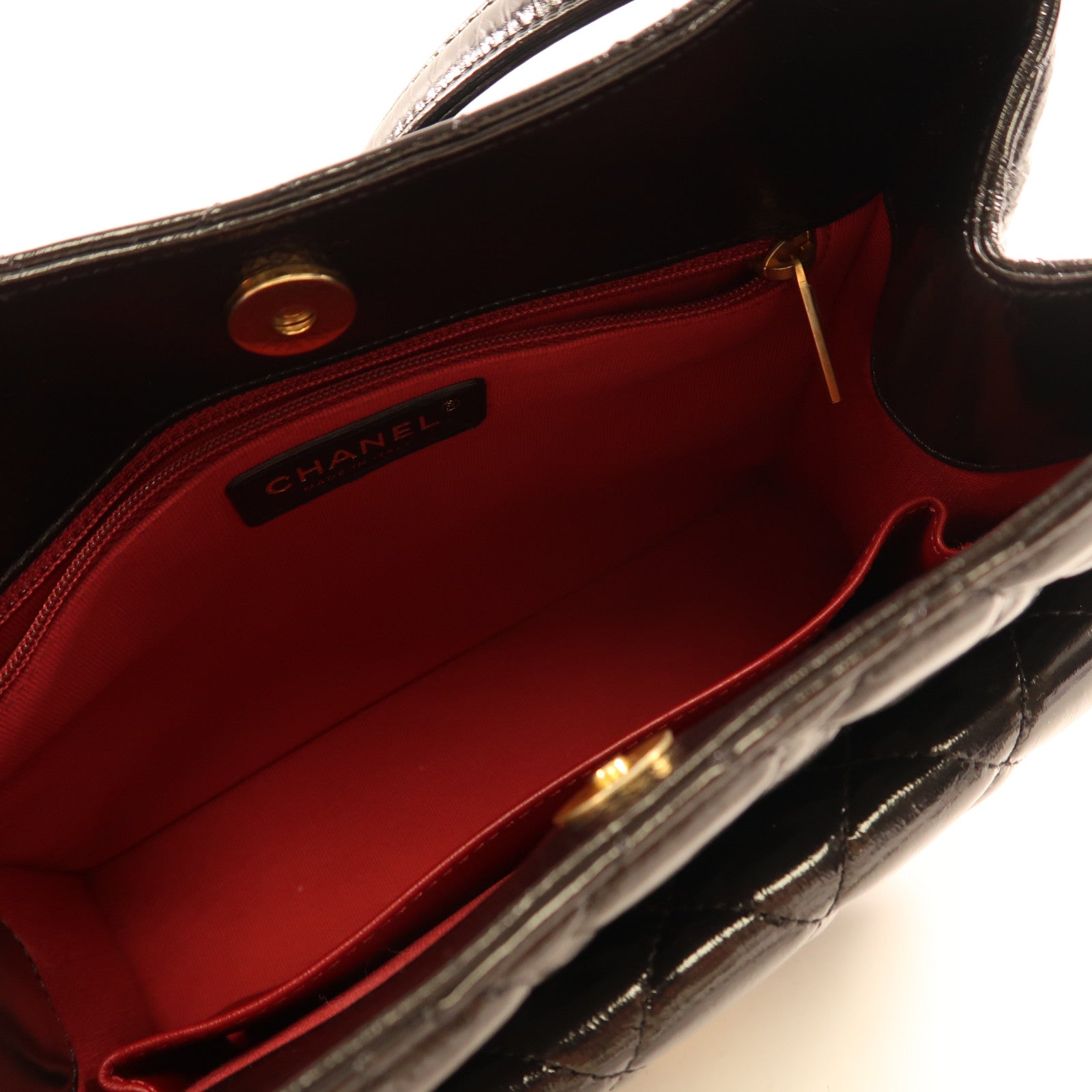 CHANEL Shiny Crumpled皮革Hobo Bag金扣鏈帶肩背袋