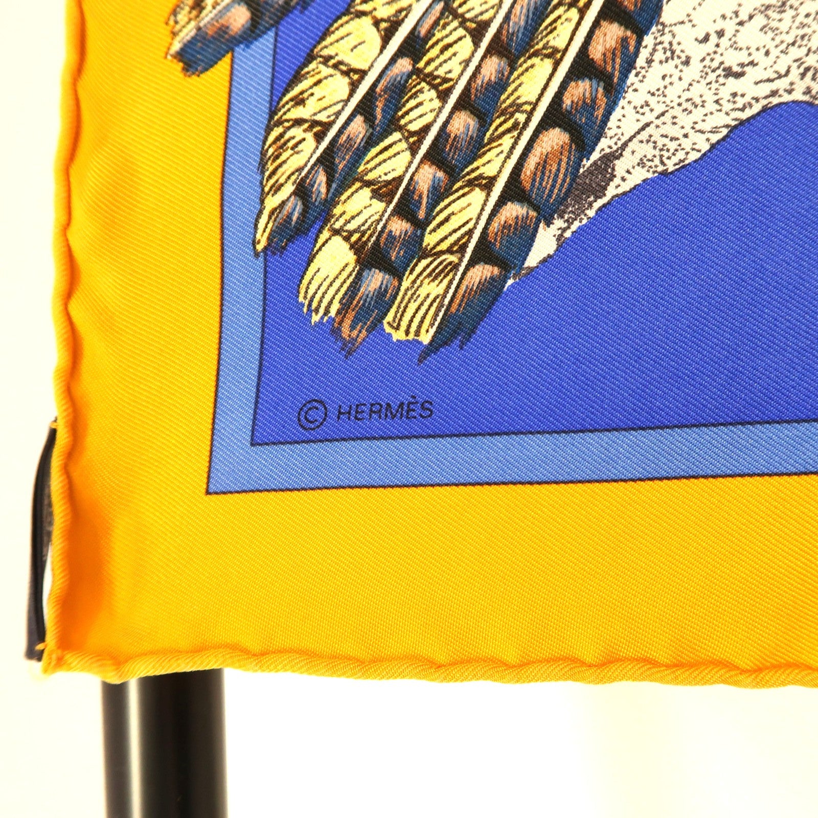 HERMES Carre 90 Scarf Silk Navy Orange