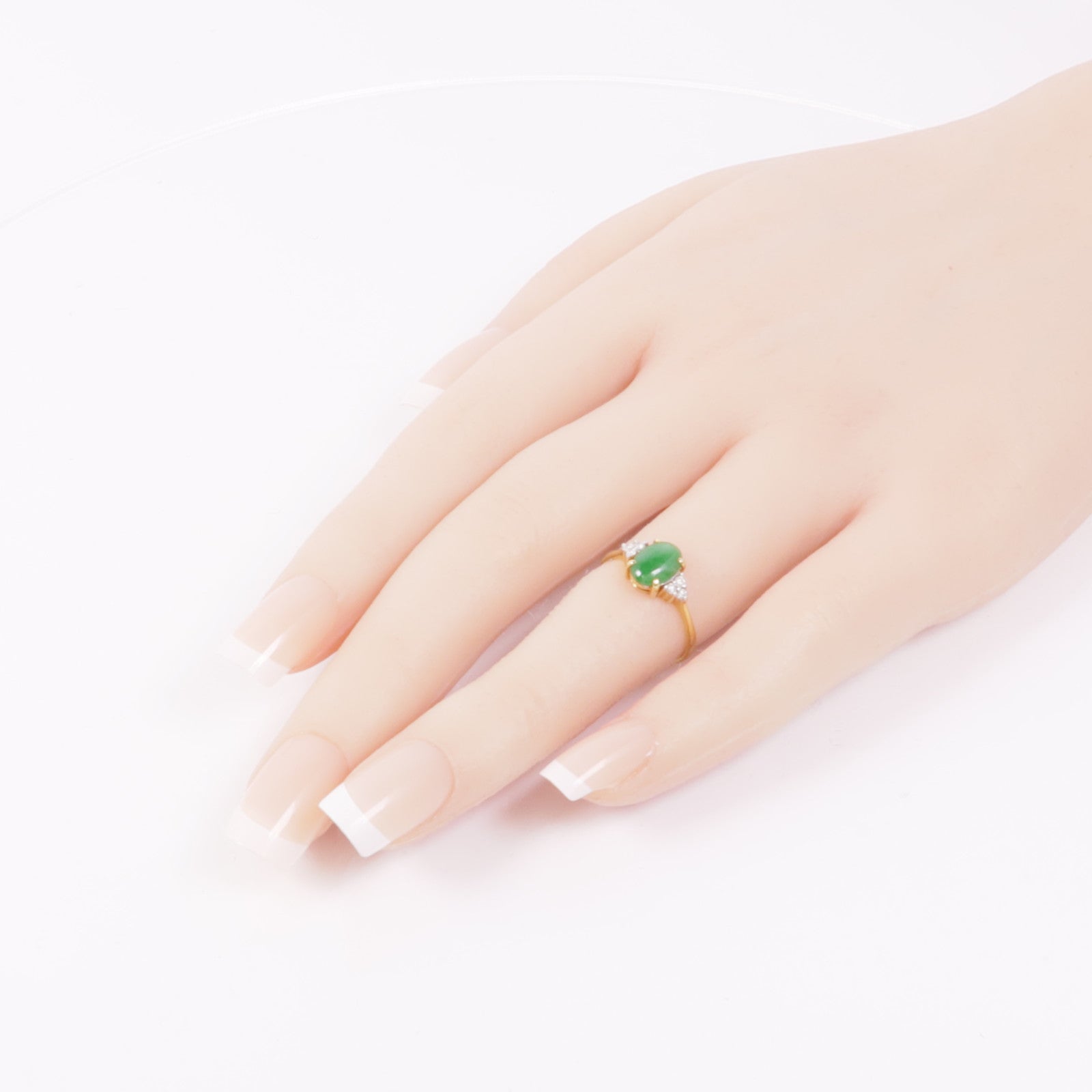 JEWELRY 18K黃金Jade/Diamond Ring翡翠鑽石戒指US#5.25