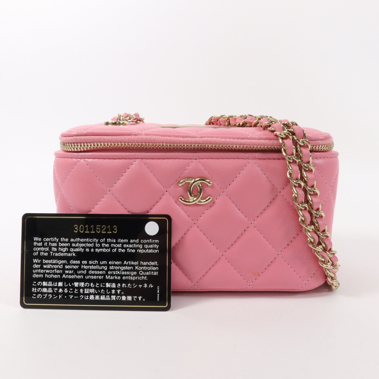 CHANEL 羊皮皮革Vanity Case鏈帶肩背袋