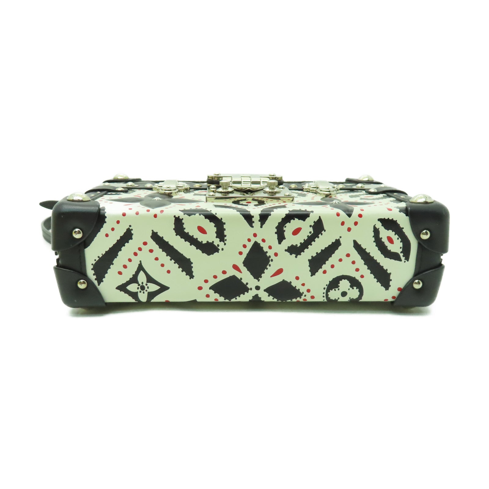 LOUIS VUITTON 【激減優惠】Graphic Print Petite Malle銀扣肩背袋白色/黑色
