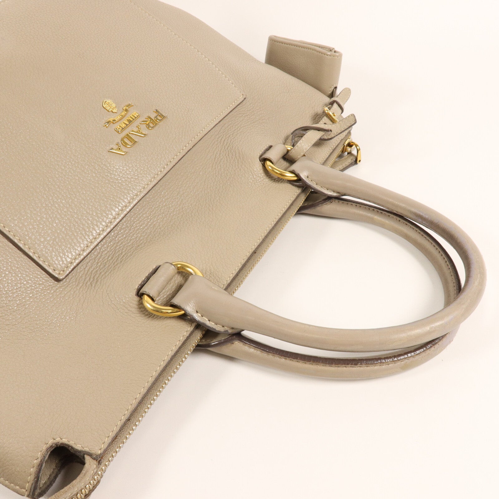 PRADA 皮革Vitello Daino手挽肩背兩用袋