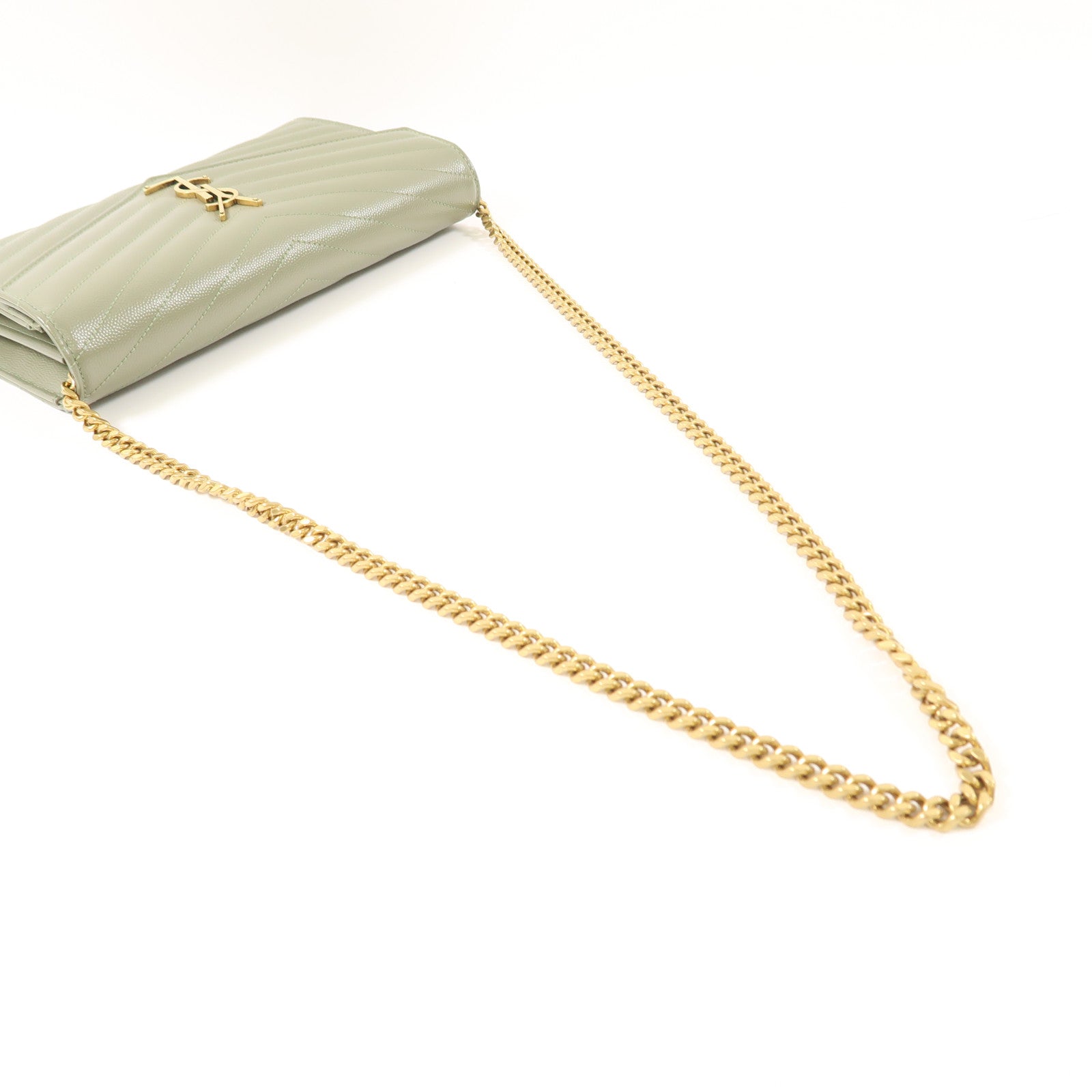 YVES SAINT LAURENT 牛皮皮革Chain Shoulder金扣鏈帶肩背袋