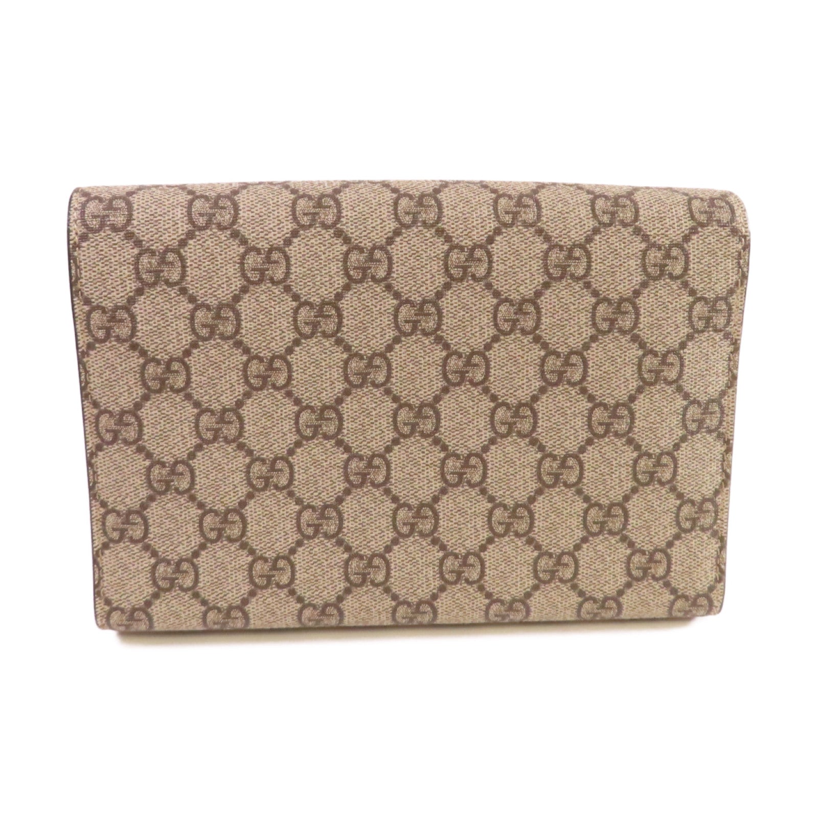 GUCCI 【激減優惠】塗層帆布Dionysus GG Supreme Shoulder Bag銀扣鏈帶肩背袋米色/烏木色
