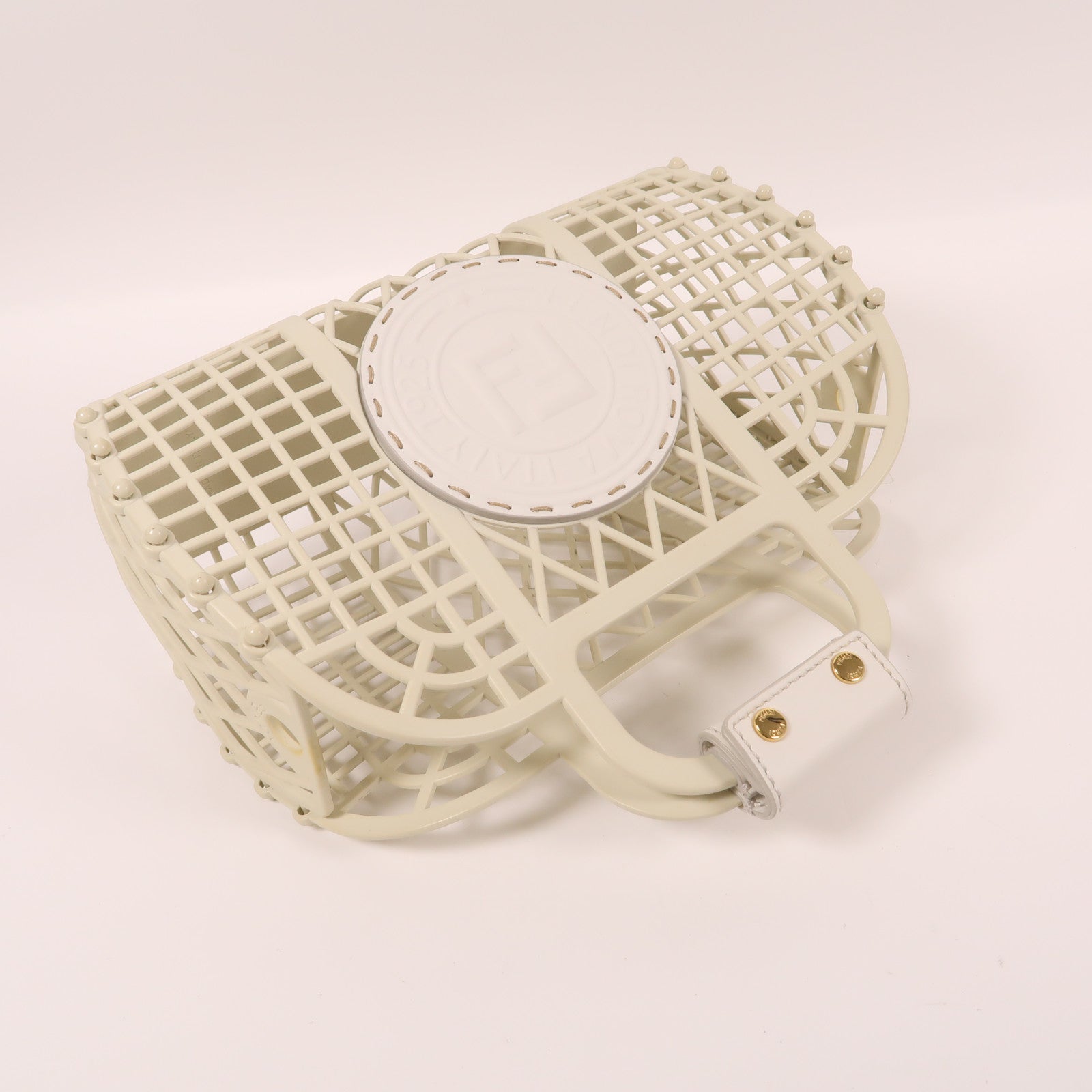 FENDI PVC Hand Bag金扣手挽袋白色