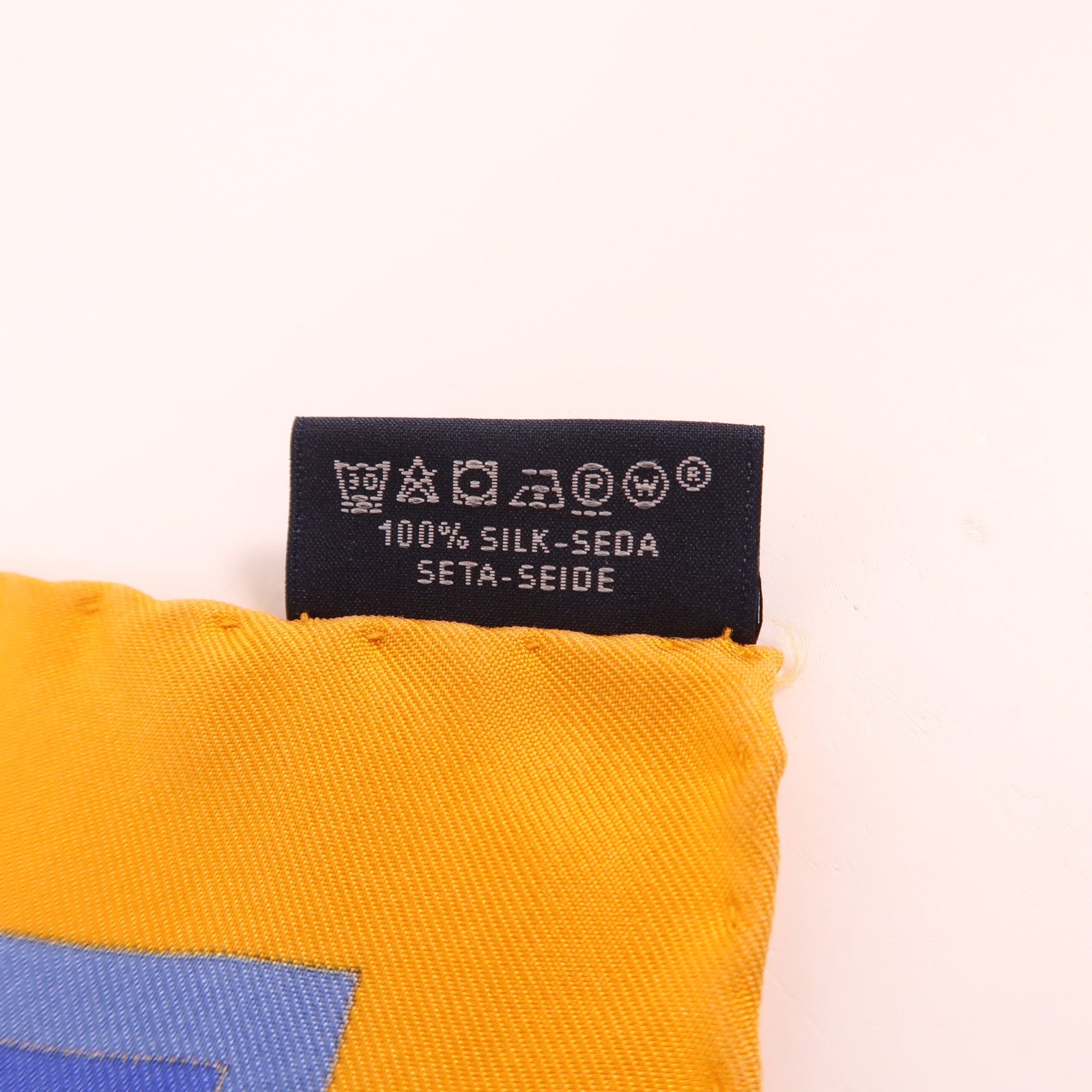 HERMES Carre 90 Scarf Silk Navy Orange