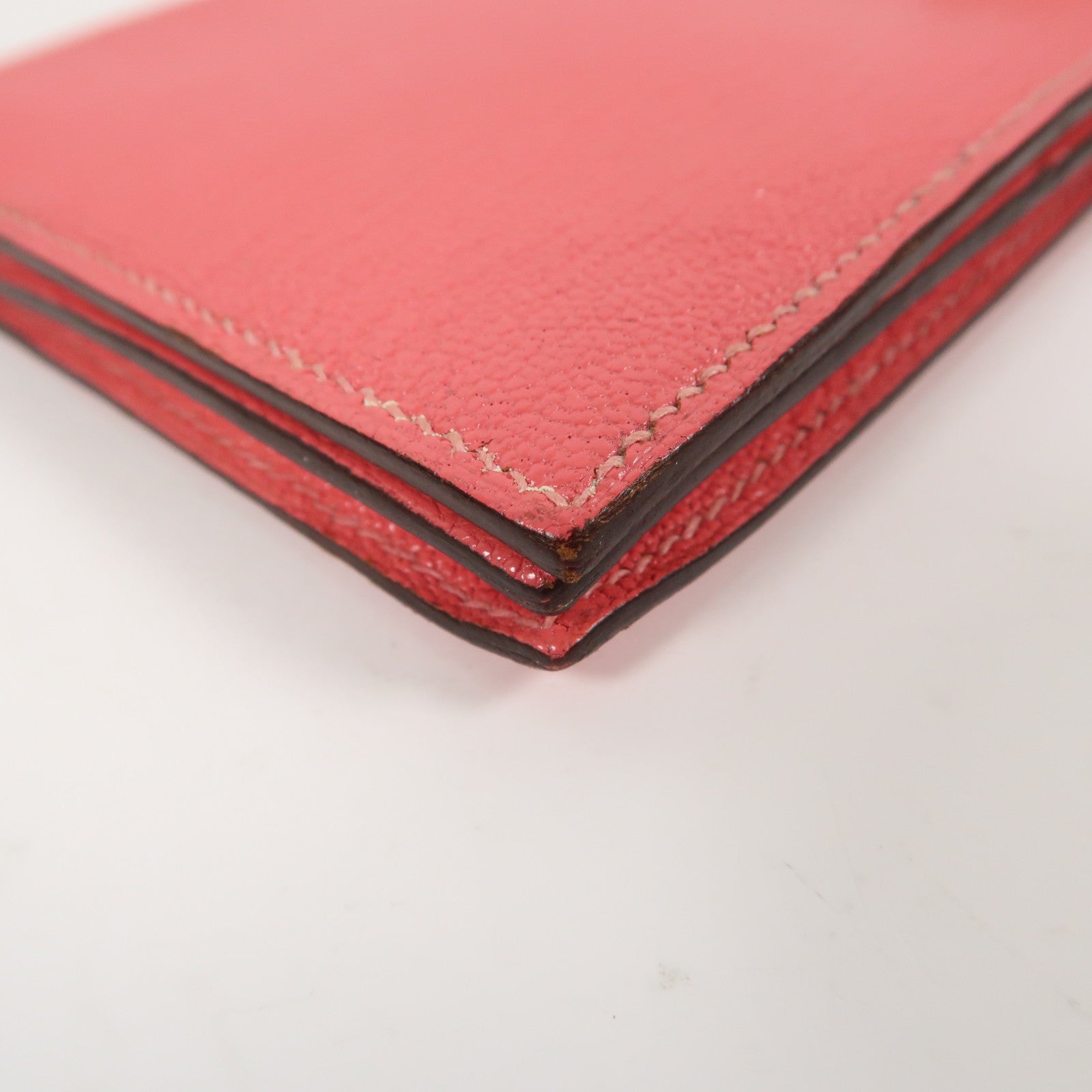 HERMES 【激減優惠】Chevre皮革Bearn bi-fold金扣折疊長錢包Rose Dragee糖衣粉色