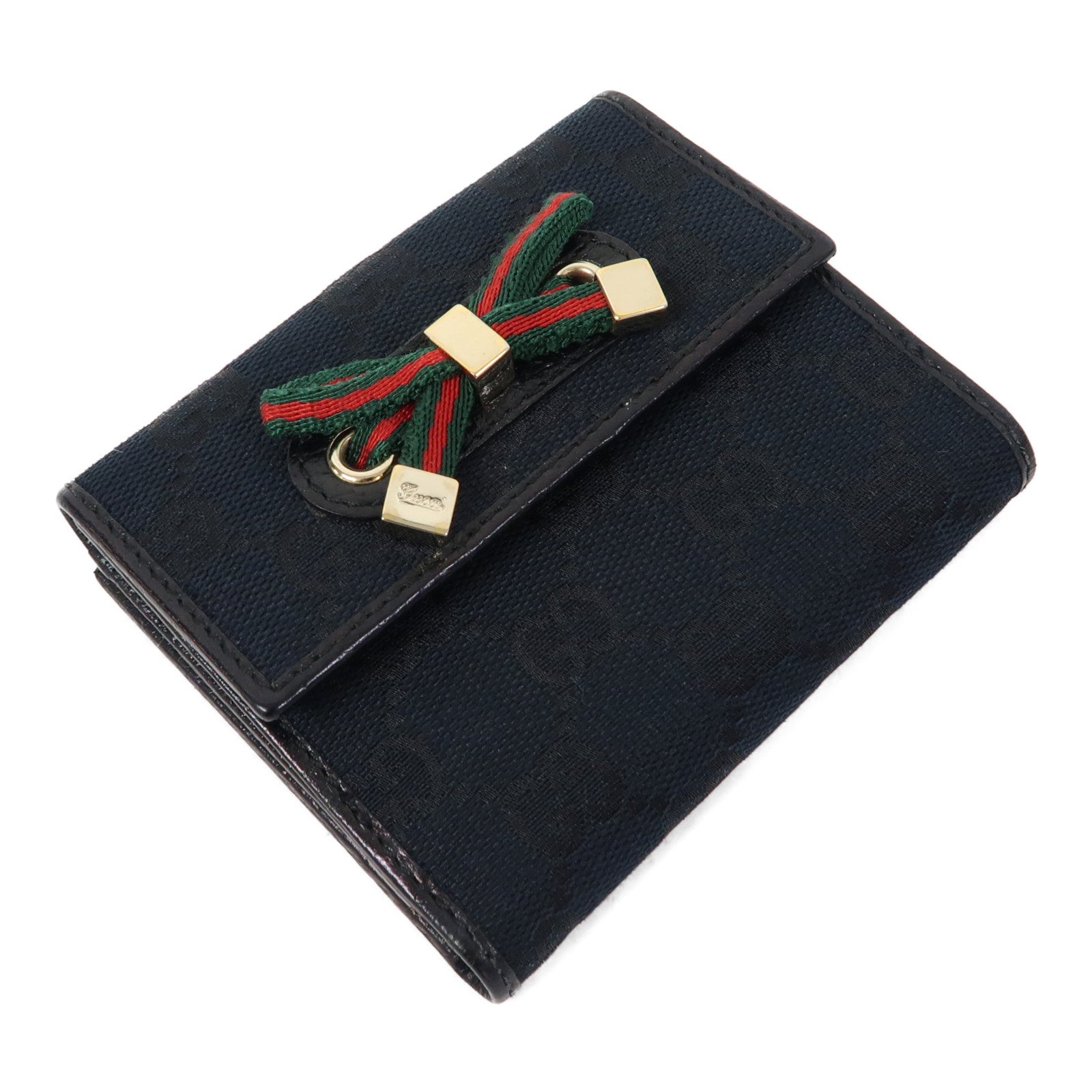 GUCCI 帆布Wallet金扣錢包黑色