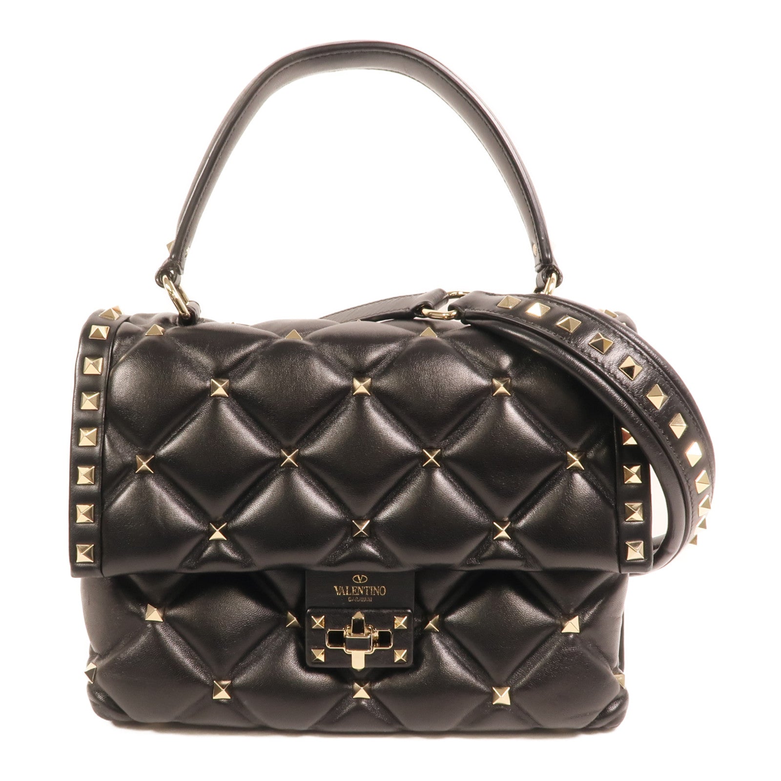 Valentino 羊皮皮革Candystud金扣手挽肩背兩用袋
