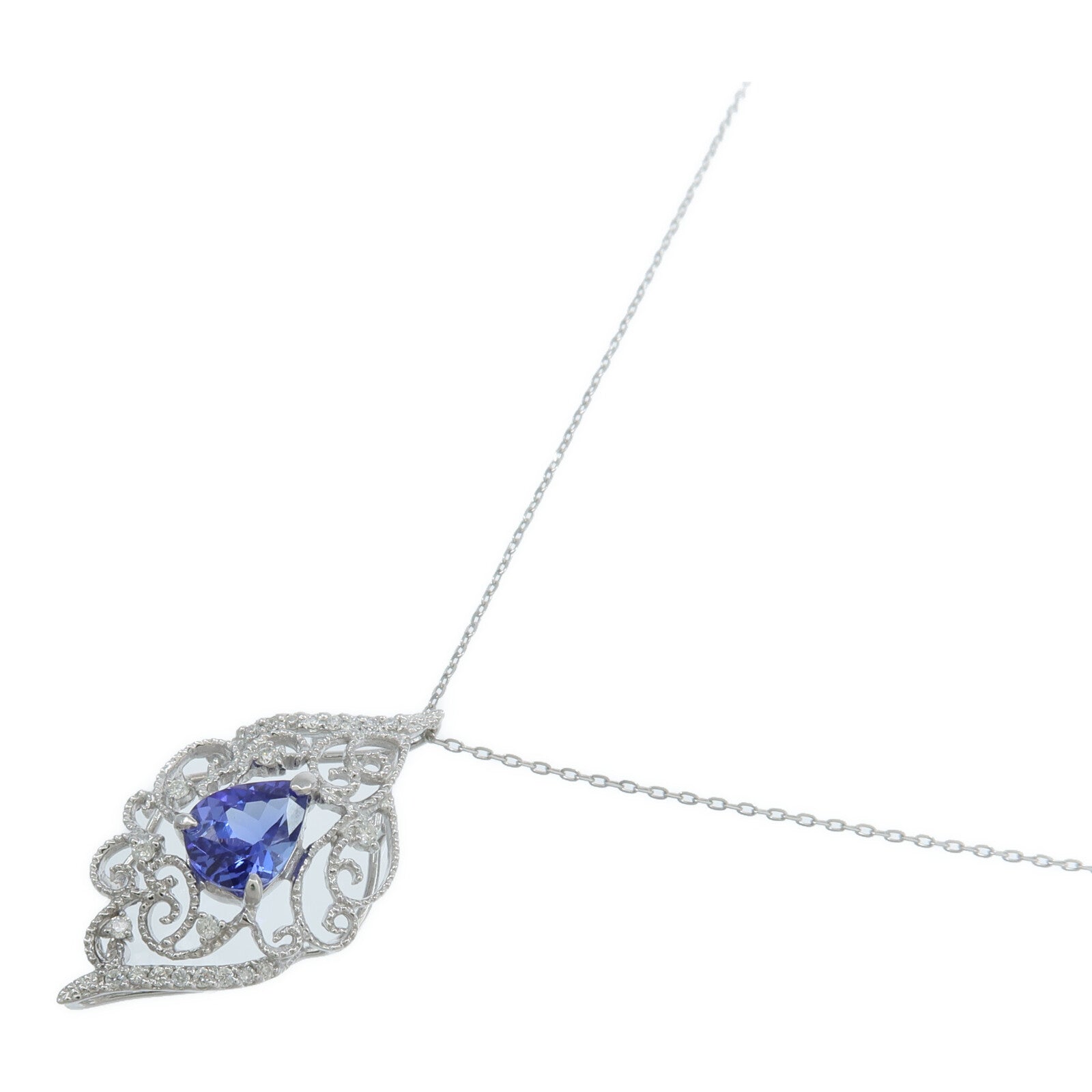 JEWELRY 18K白金/PT850鉑金Tanzanite Diamond Necklace坦桑石/鑽石項鍊